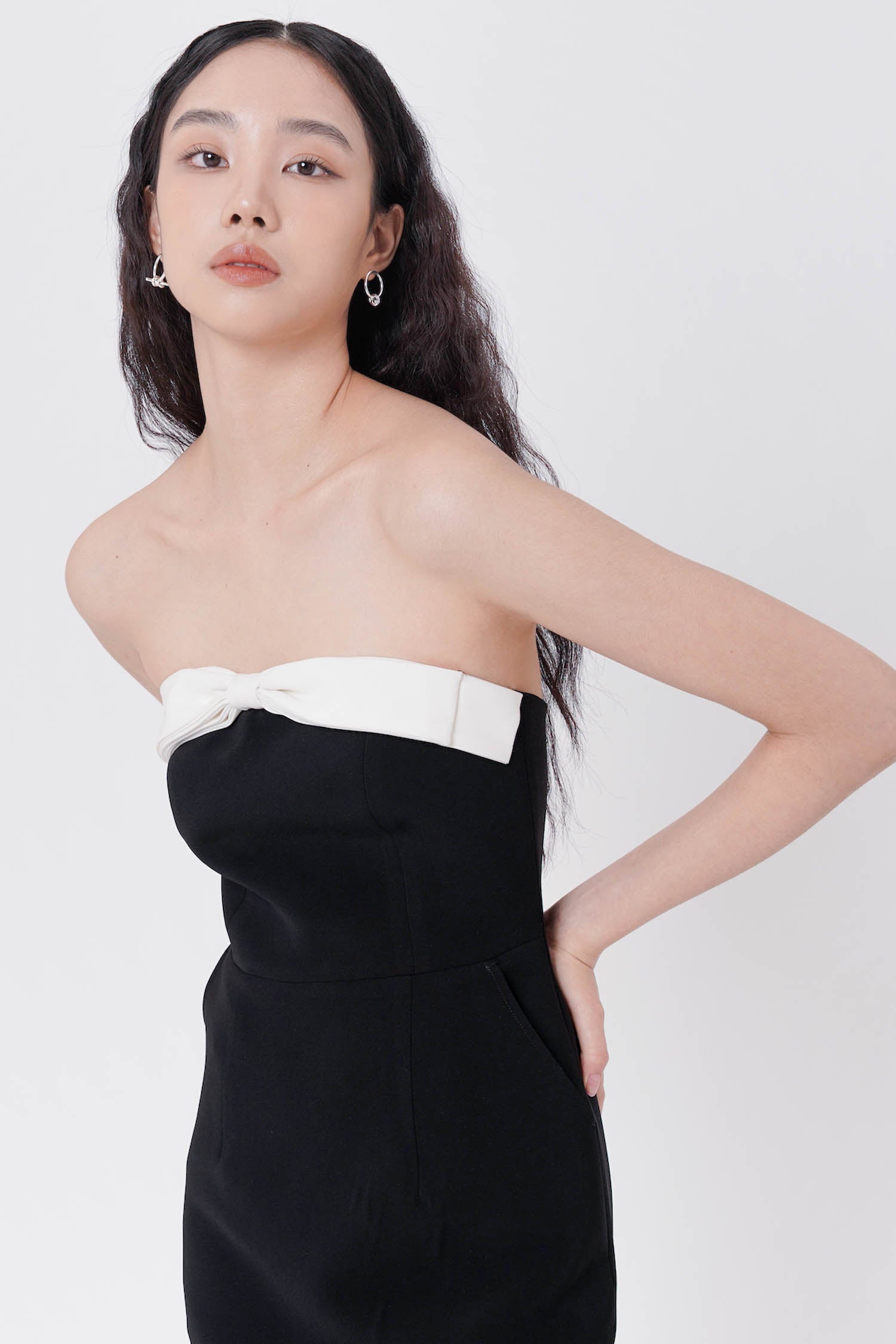 Dove Strapless Midi Dress In Black