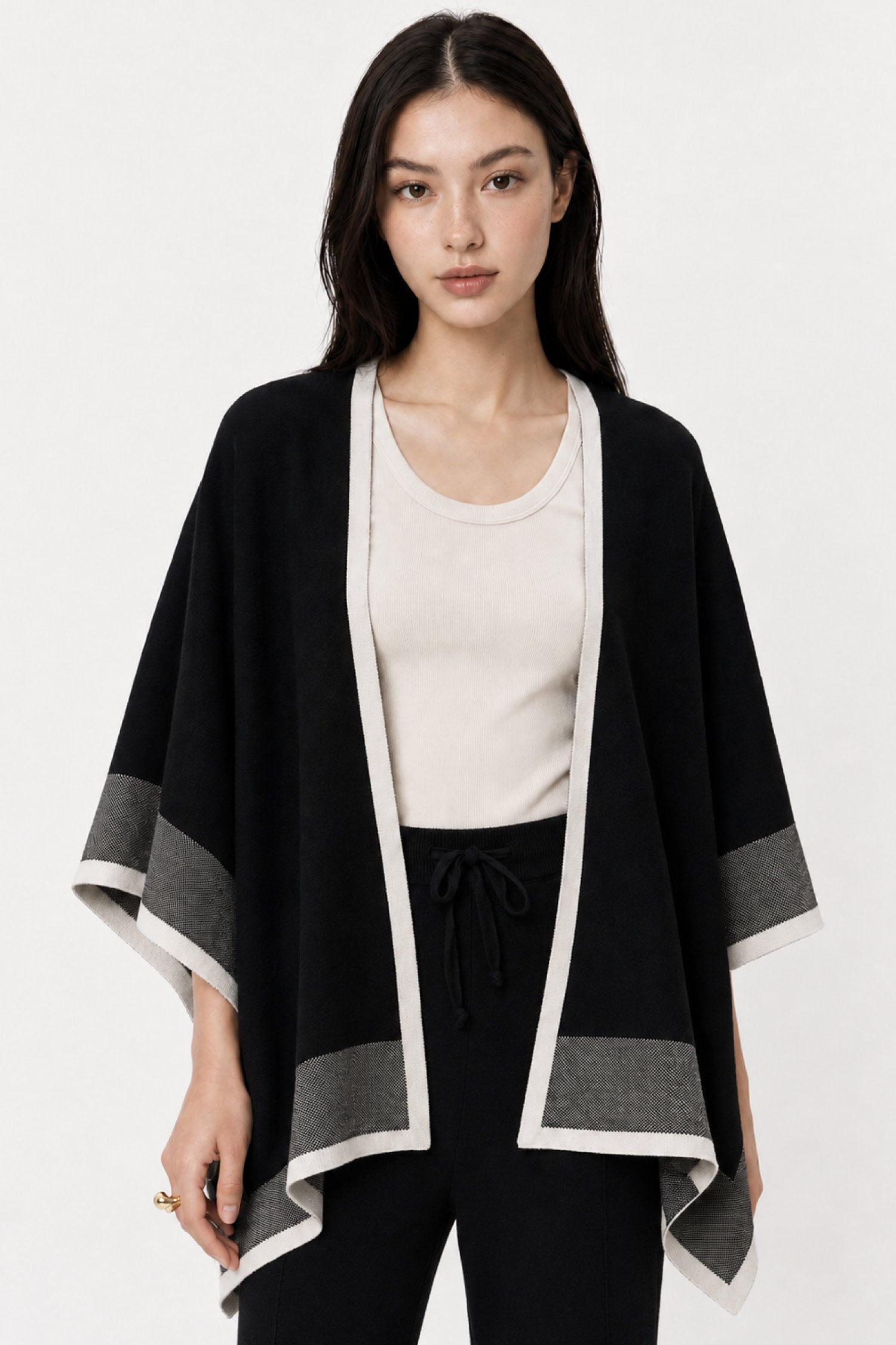 Norris Cape Shawl in Black Knit