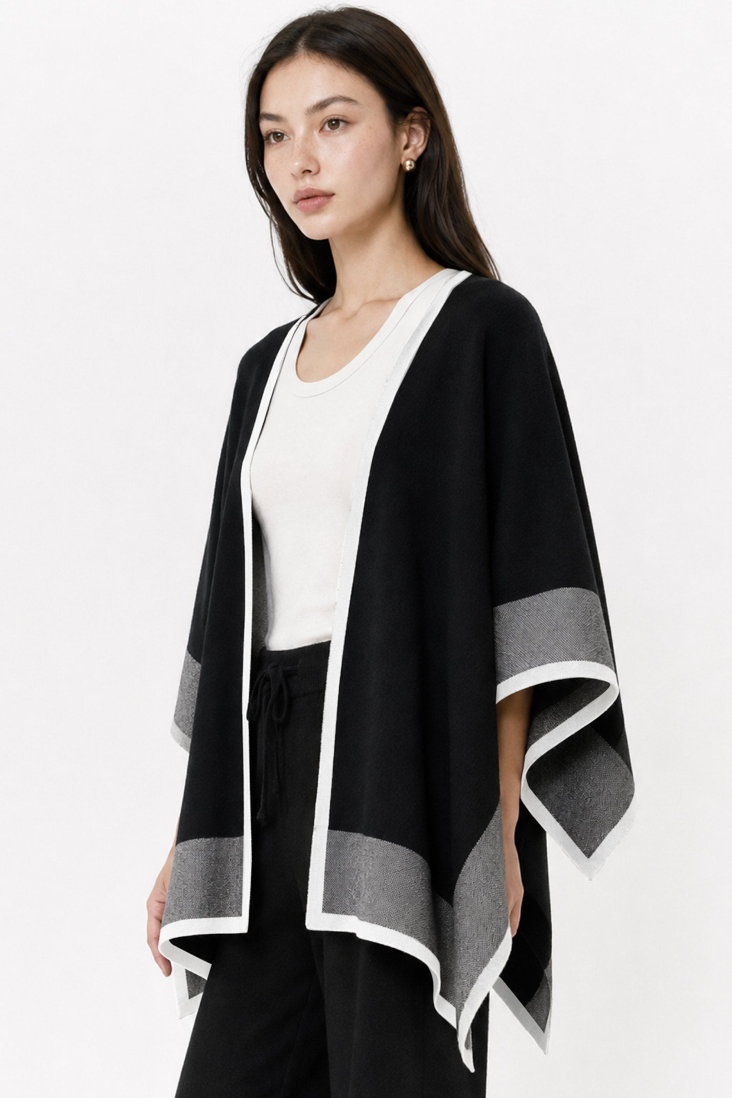 Norris Cape Shawl in Black Knit