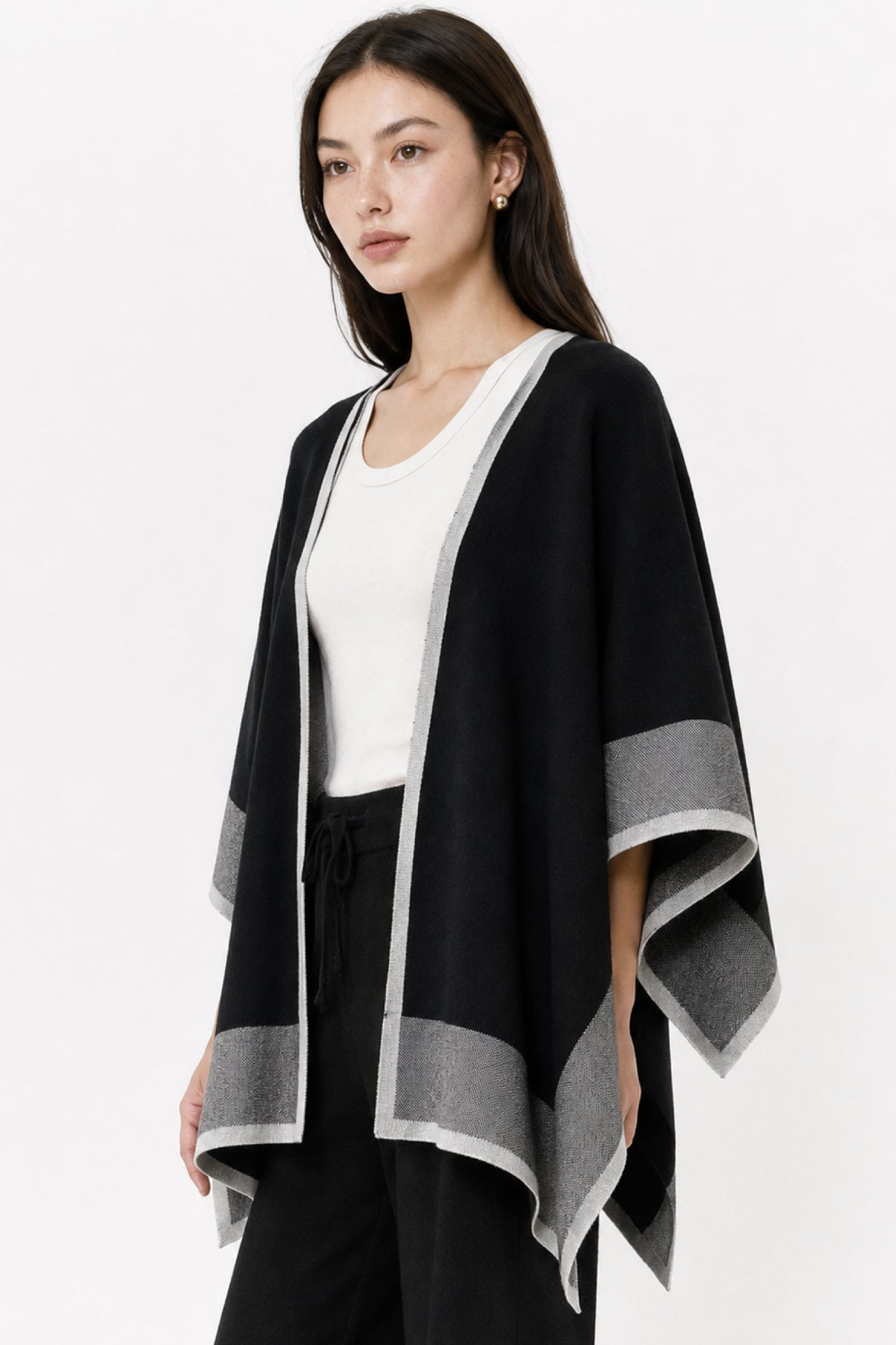 Norris Cape Shawl in Black Knit