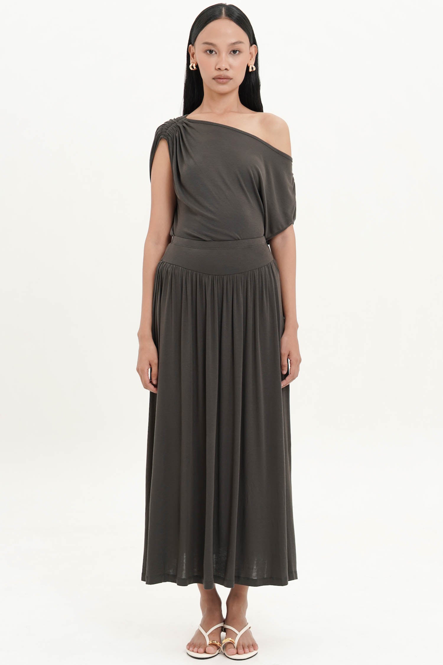 Odessa Midi Skirt In Dark Grey