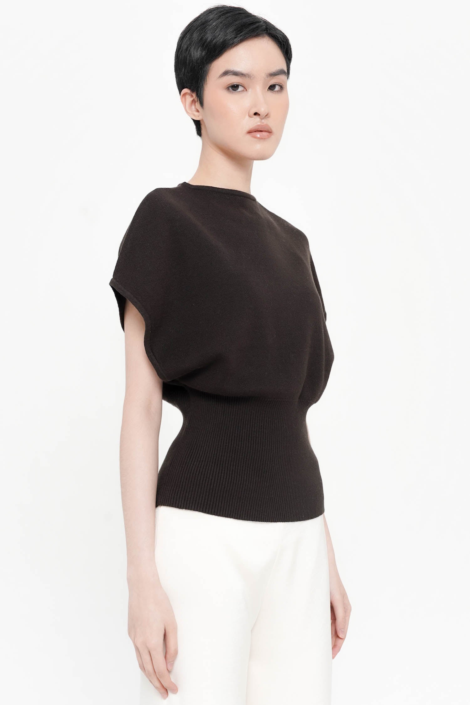Gertie Cinched Waist Top In Espresso
