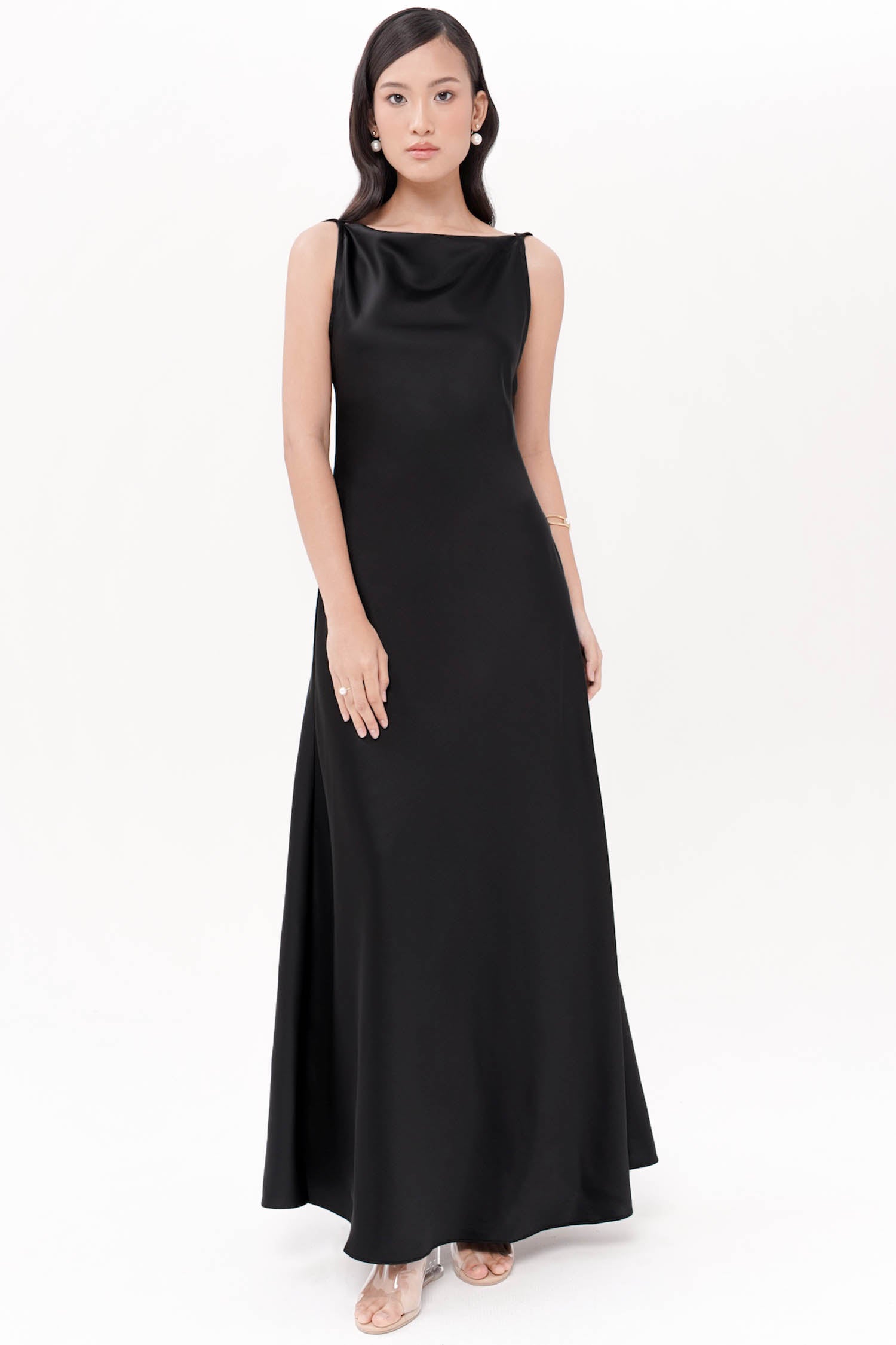 Efate Open Back Long Gown In Black (Back In Stock!)