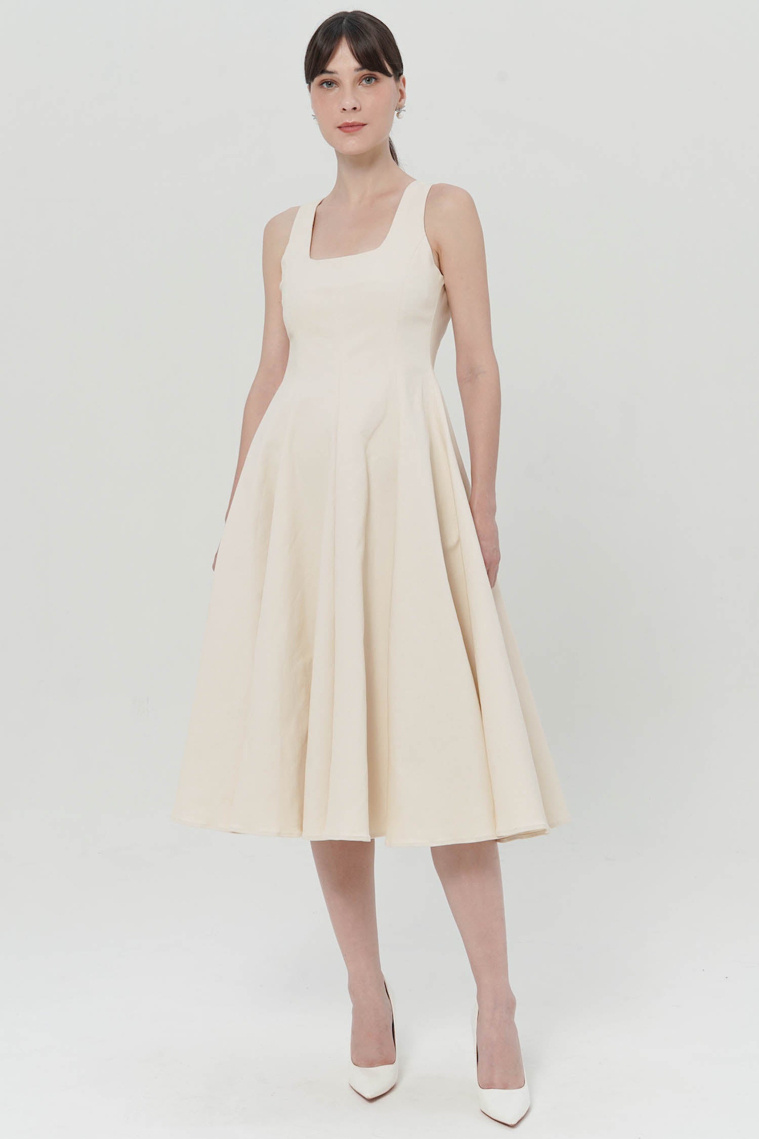 Ayta Midi Dress In Creme