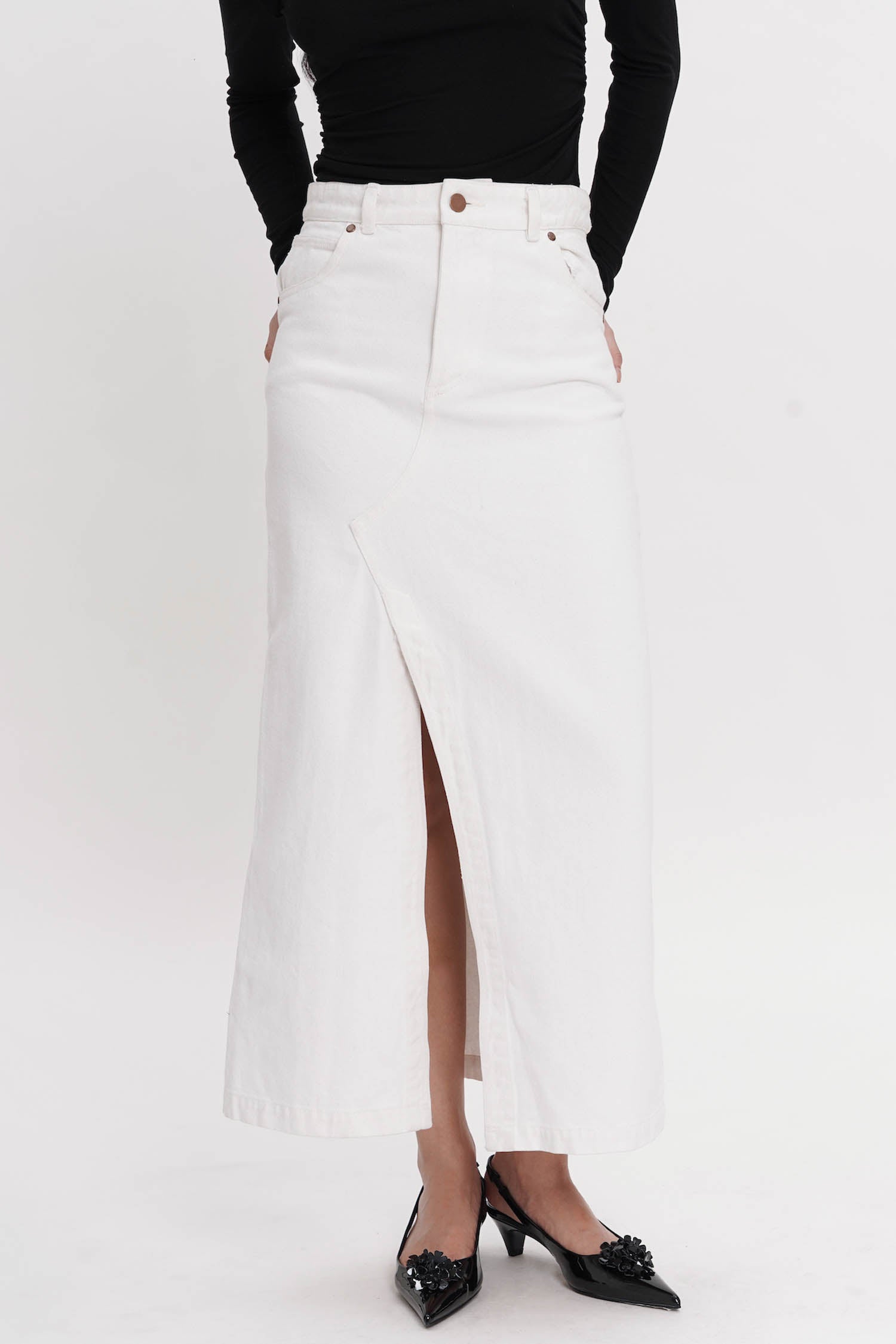 Austin Denim Skirt in White