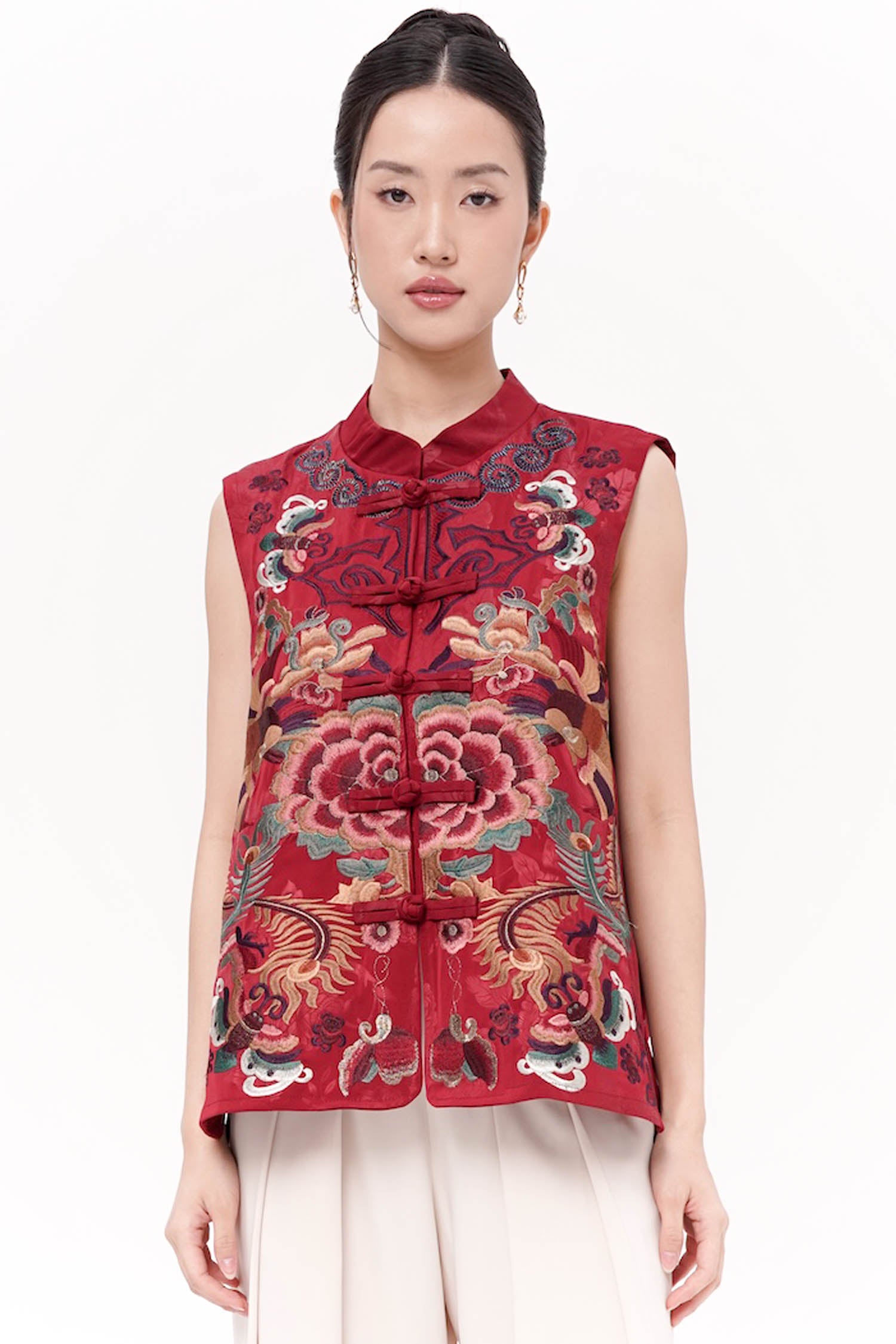 Suhee Qipao Top In Maroon