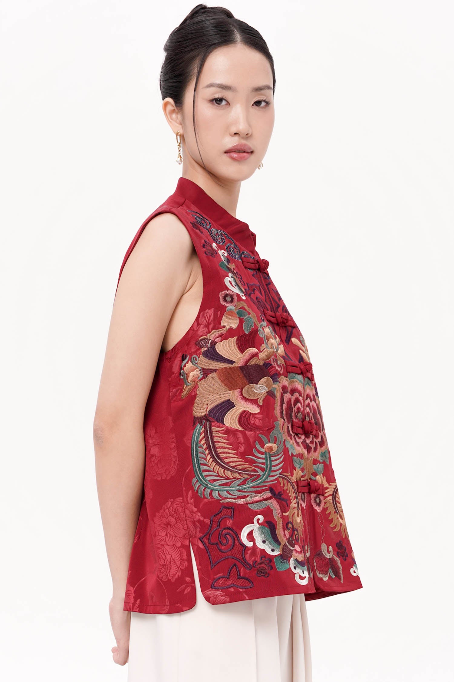 Suhee Qipao Top In Maroon