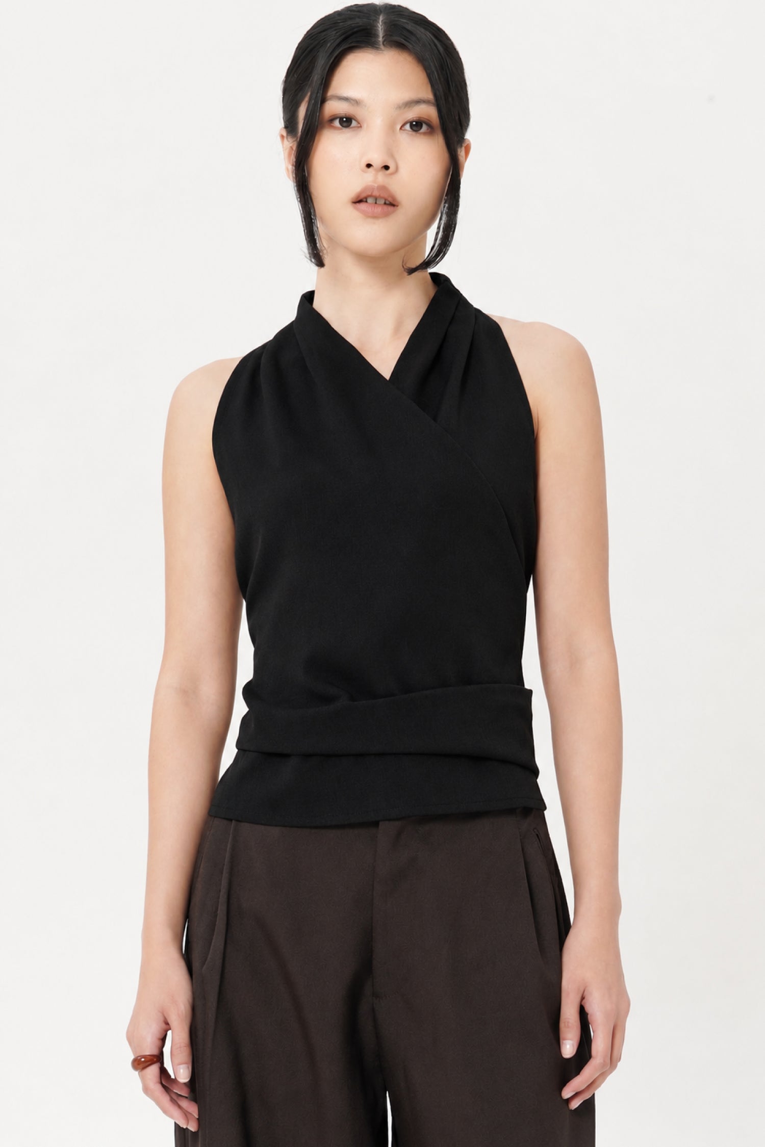 Pine Wrap Top In Black