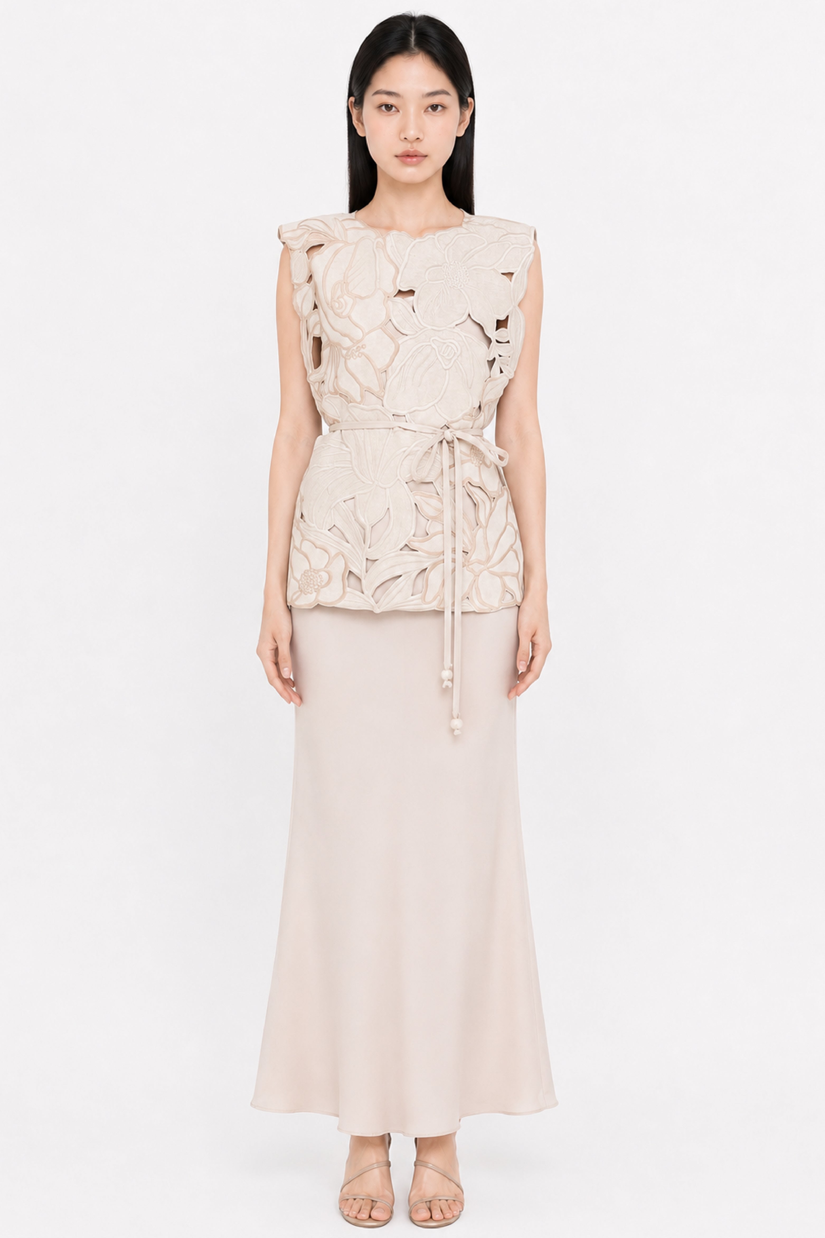 Clara Top With Flare Skirt In Nude