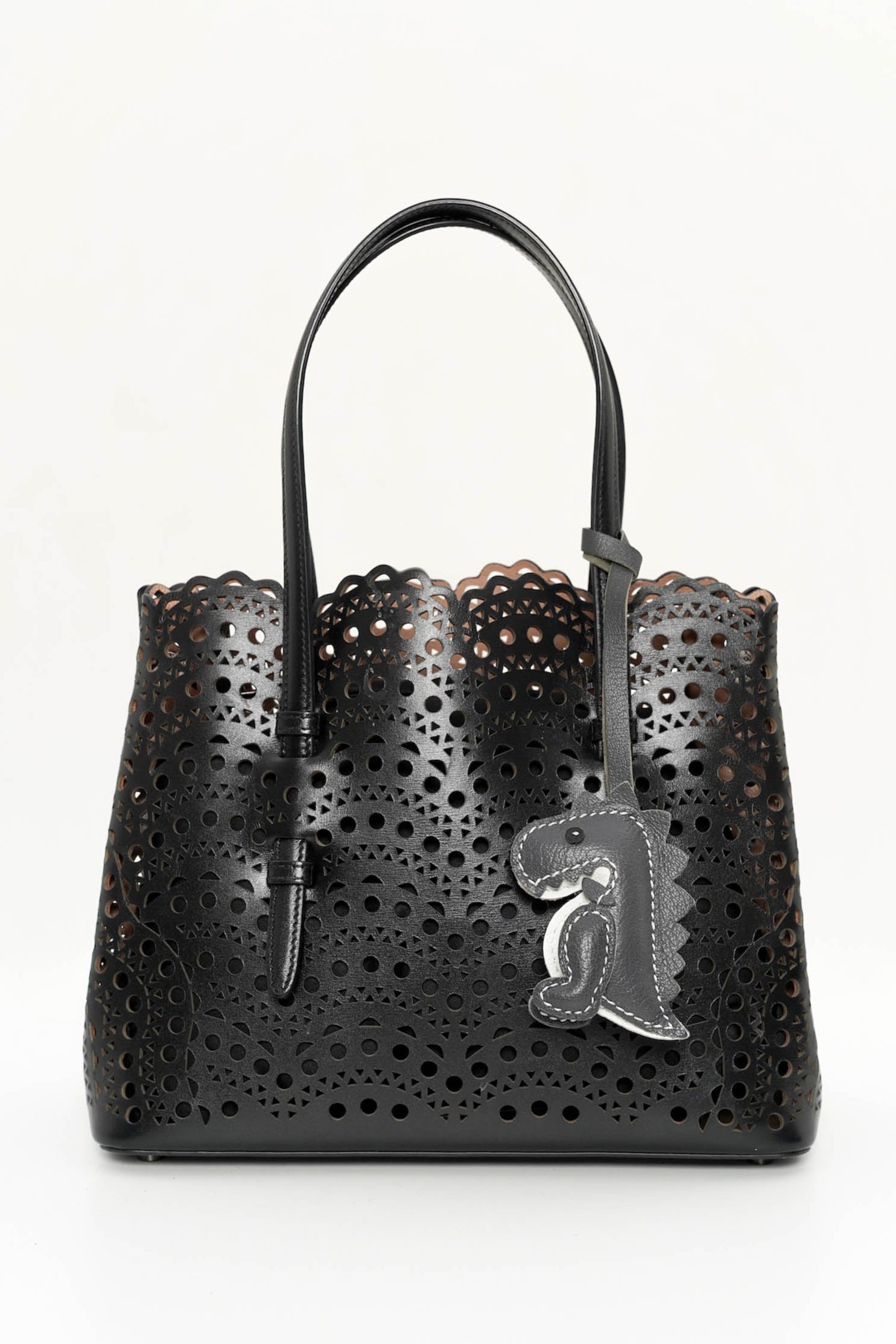 Roaring Dino Leather Charm In Black
