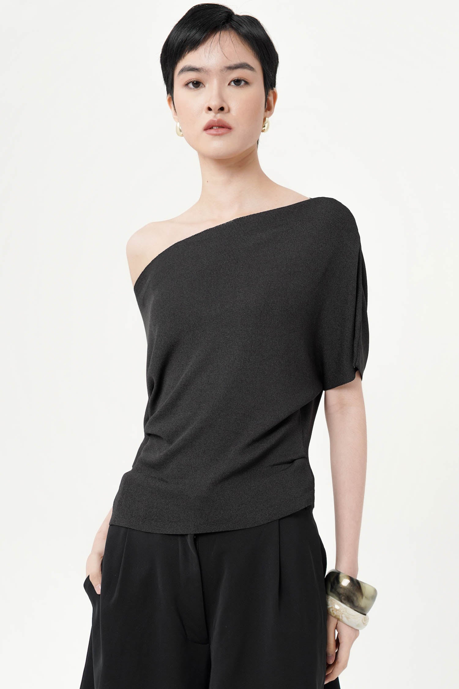 Ethelyn Top In Dark Grey