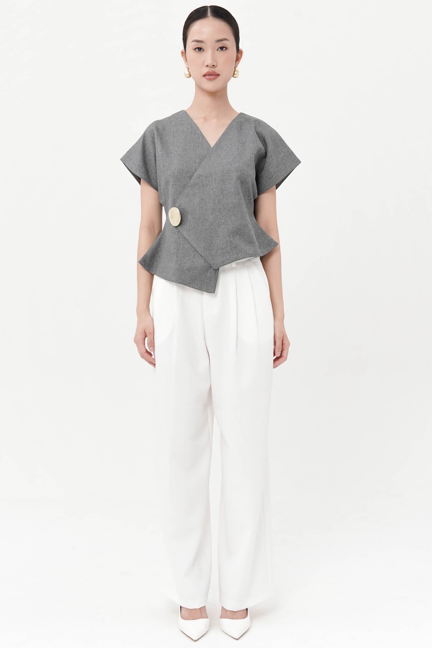 Teidi Wrap Top In Grey