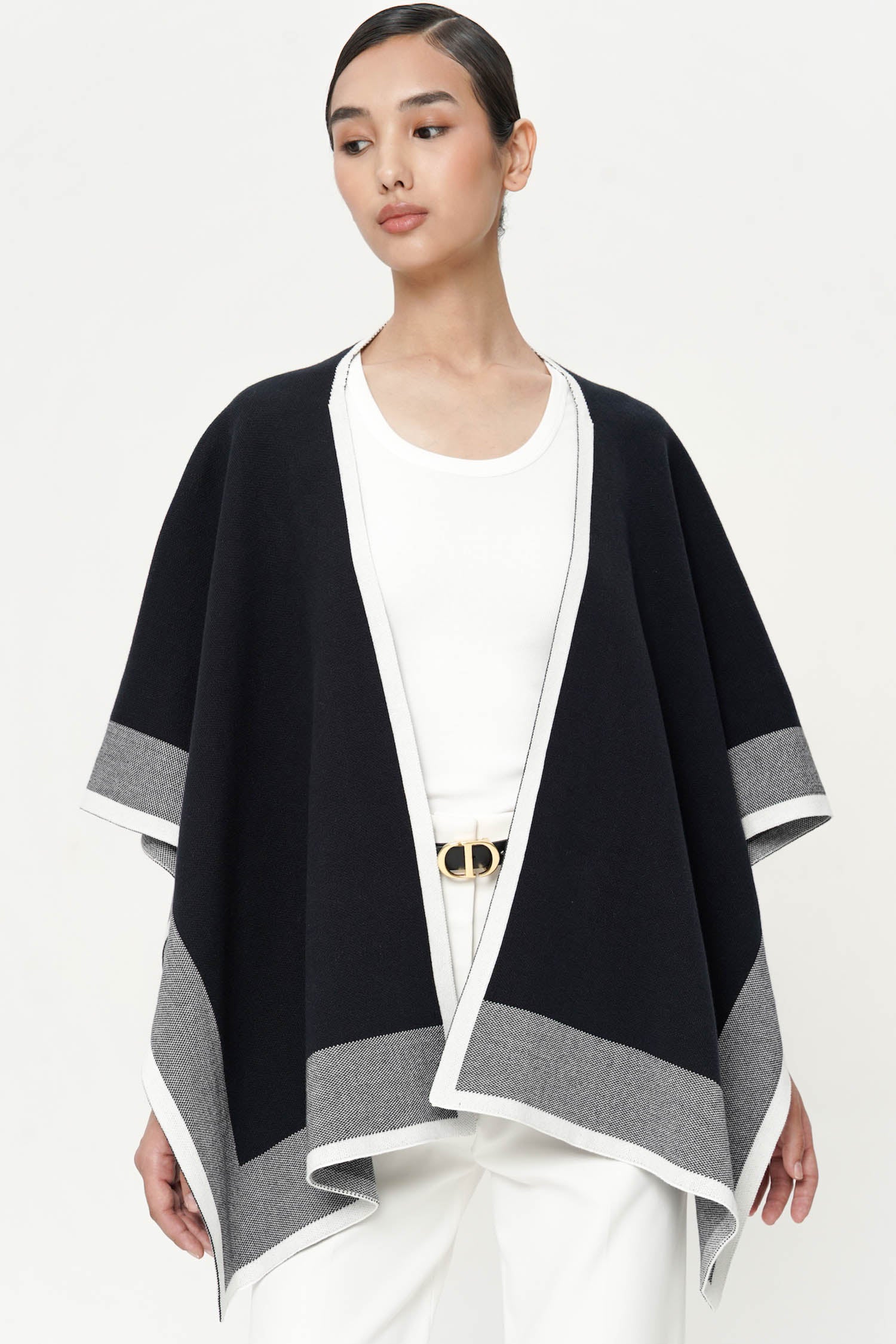 Norris Cape Shawl in Navy Knit