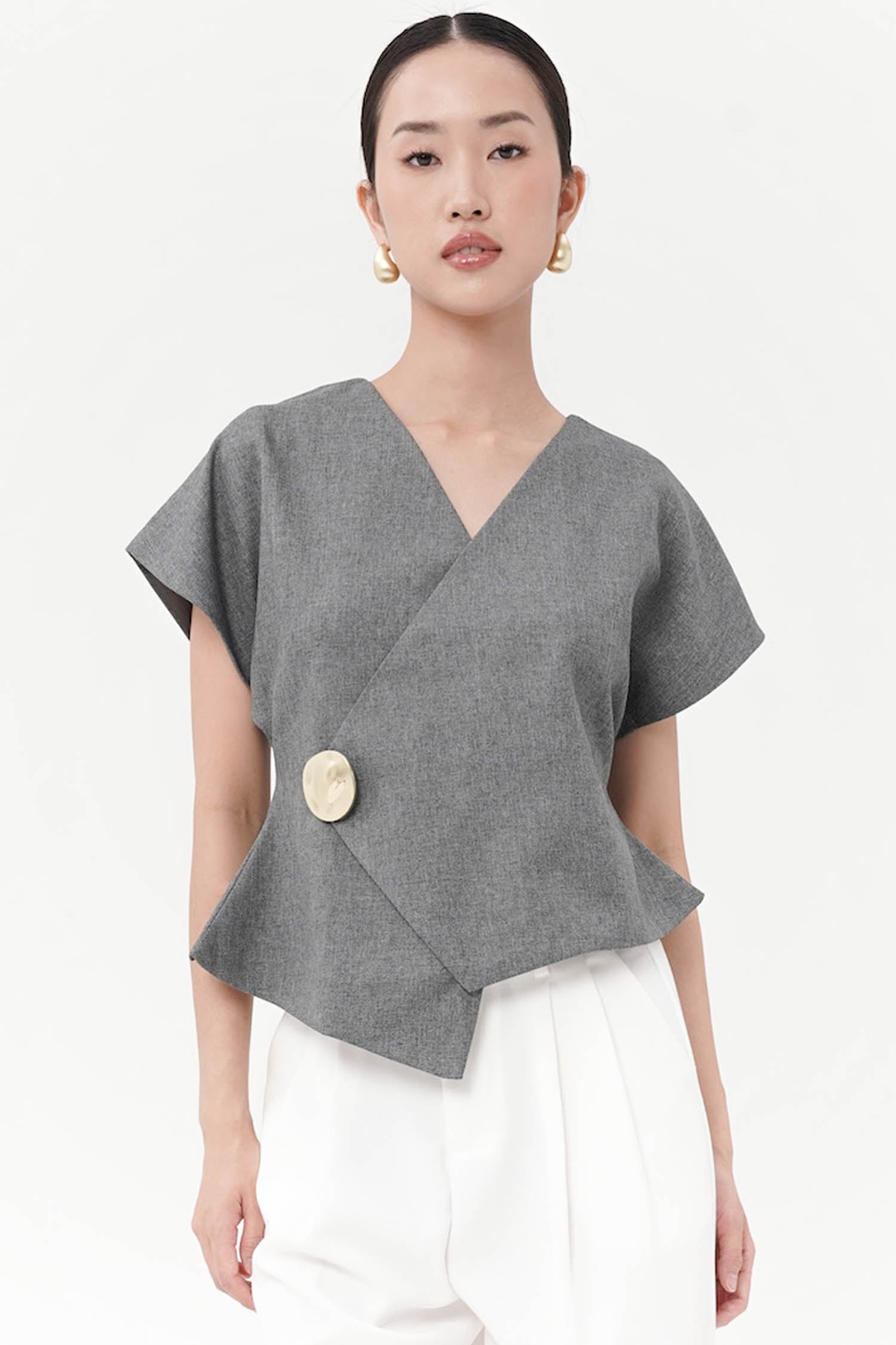 Teidi Wrap Top In Grey