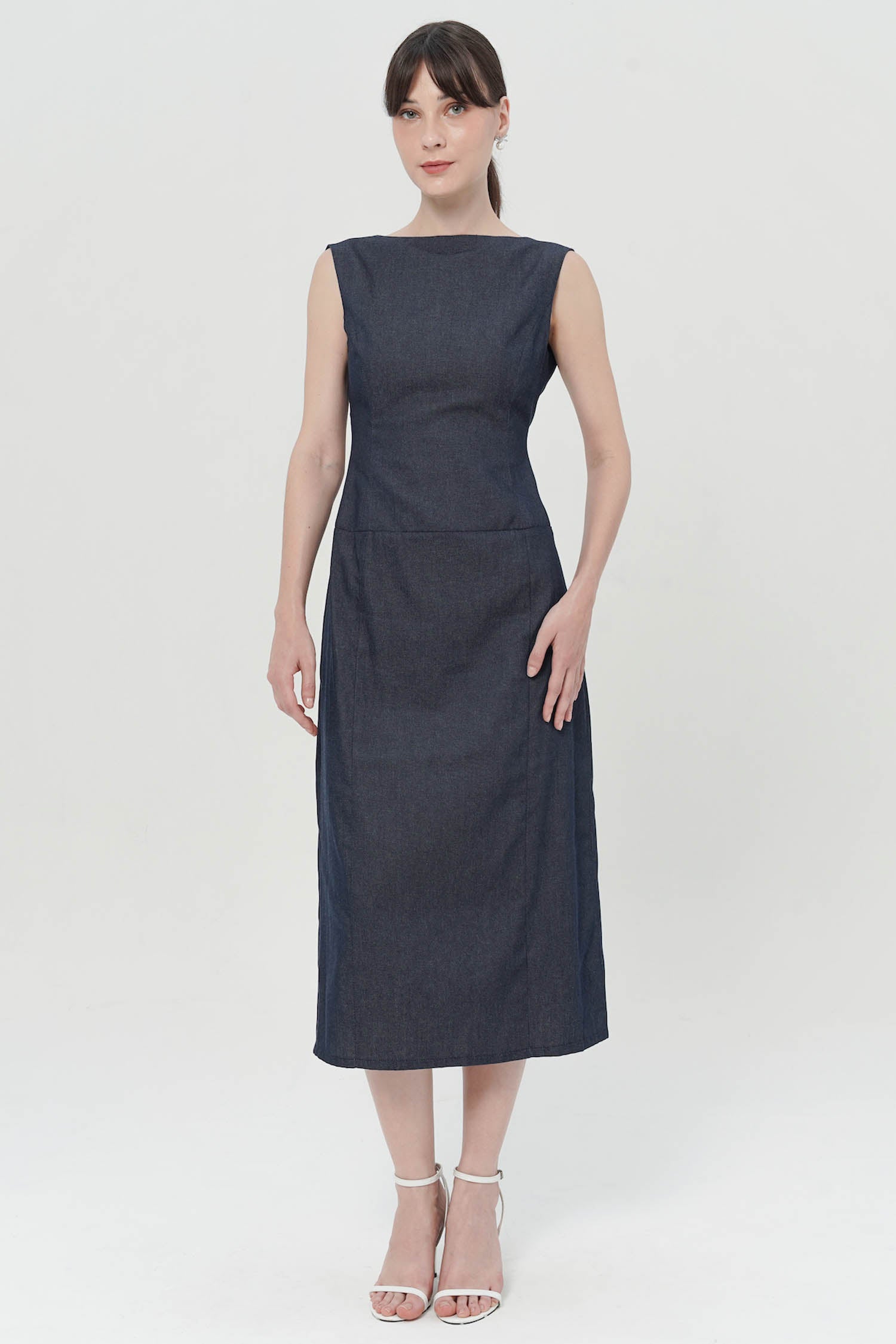 Elard Midi Dress In Blue Denim