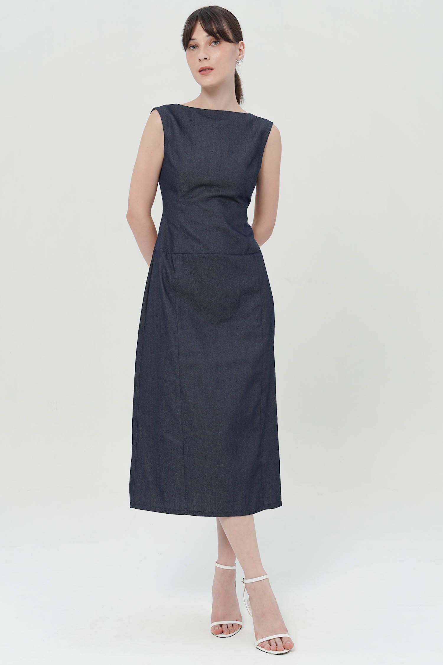 Elard Midi Dress In Blue Denim