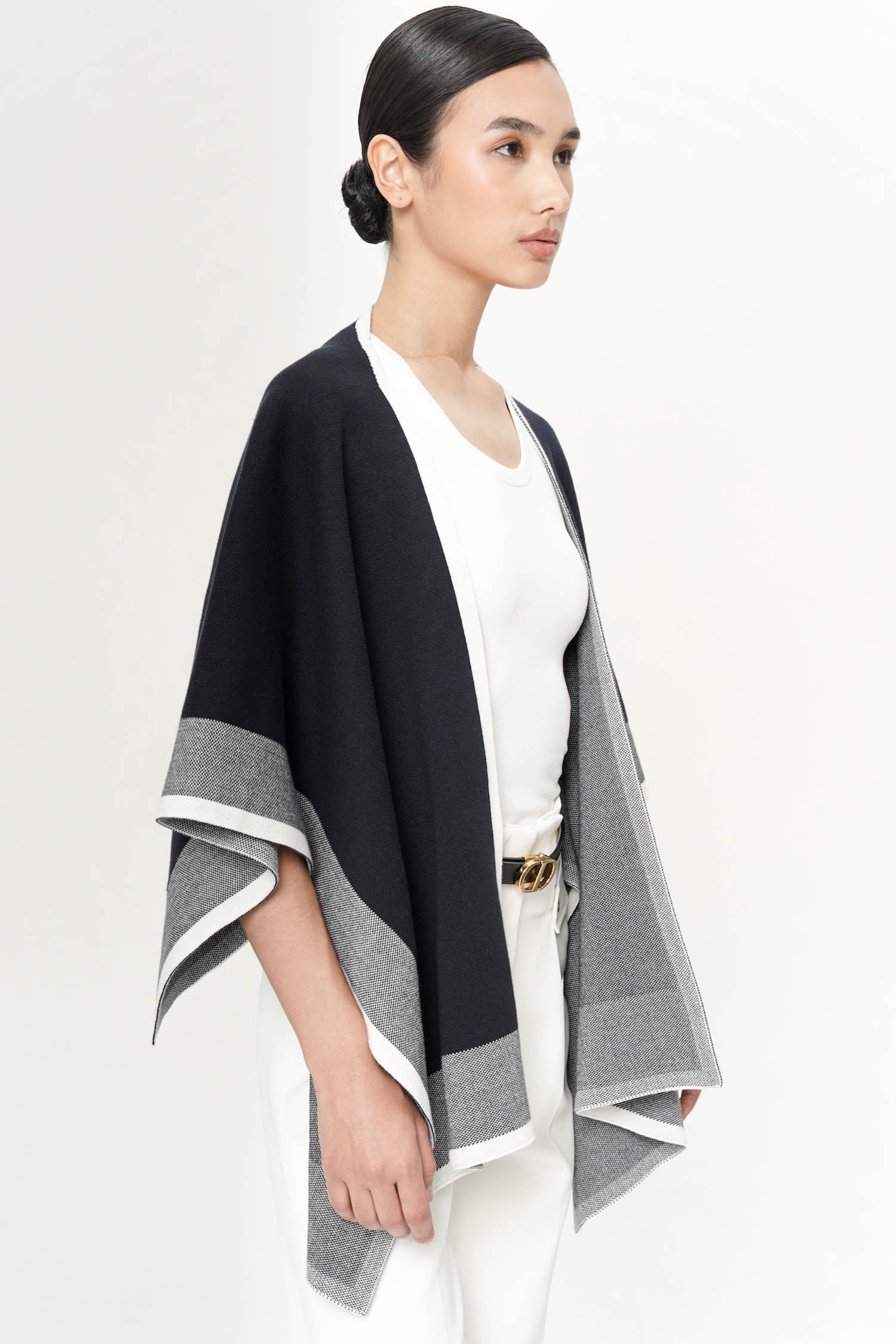 Norris Cape Shawl in Navy Knit