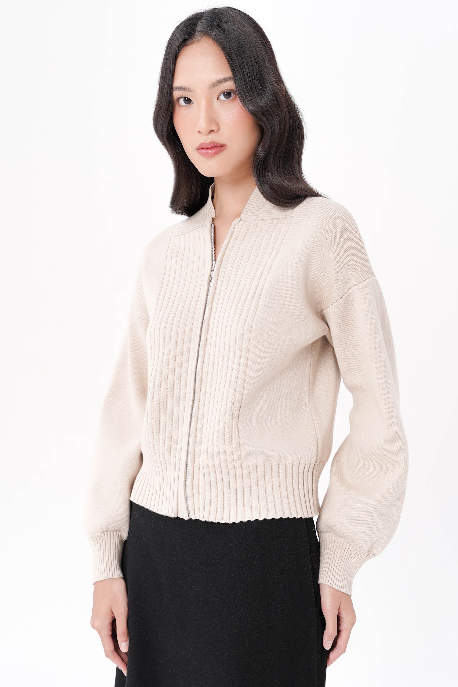 Cyon Puff-sleeve Cardi In Oat