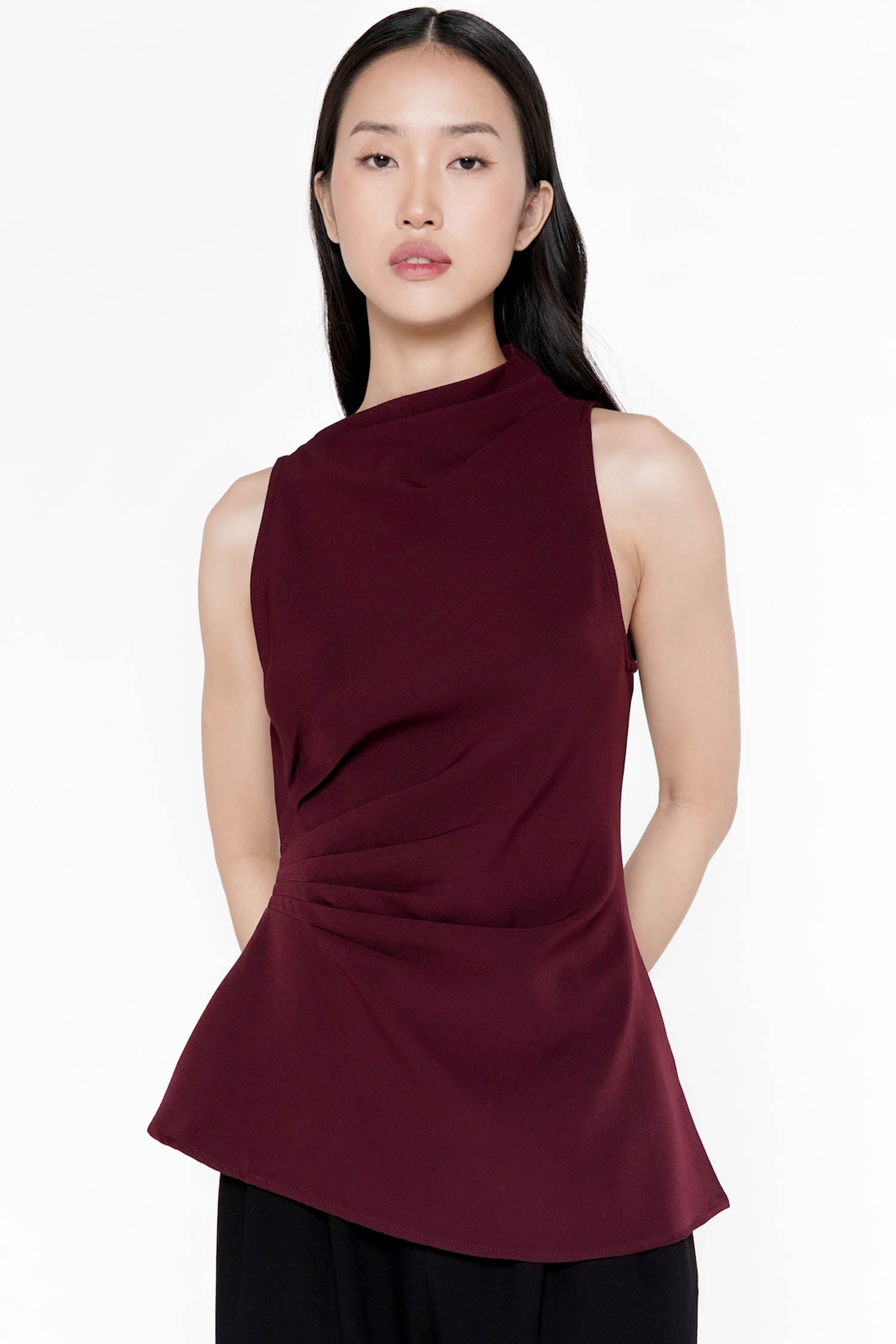 Vailla Cinched Top In Burgundy (LAST PIECE)