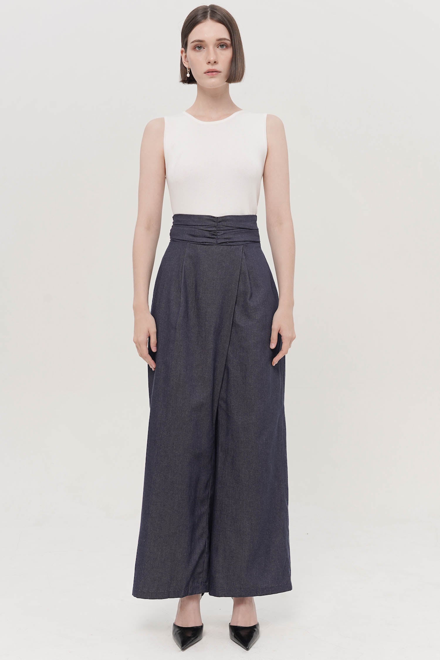 Danika High-Waist Trousers In Blue Denim (3 LEFT)