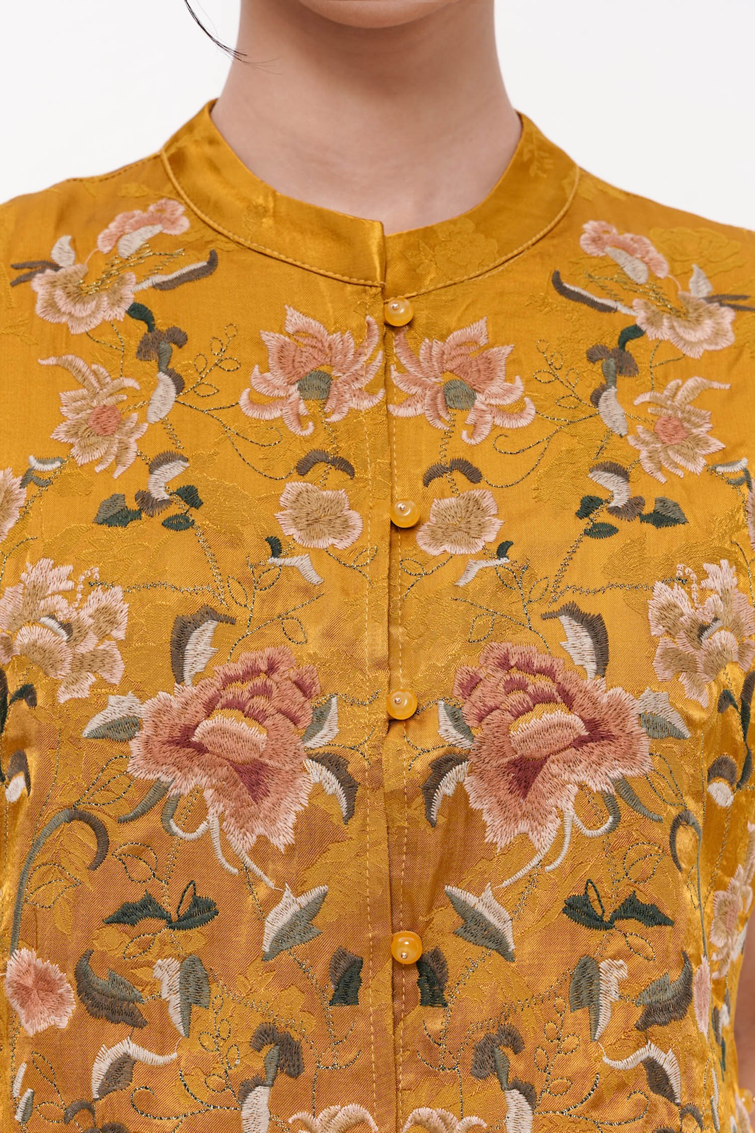 Lihua Qipao Vest In Golden Brown