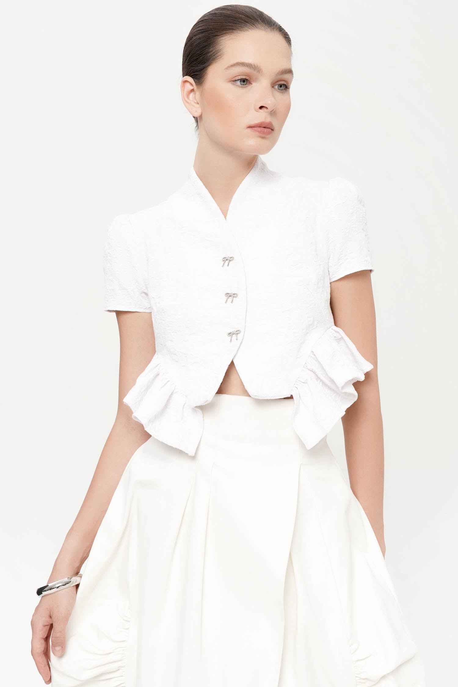 Soleil Top in White Floral