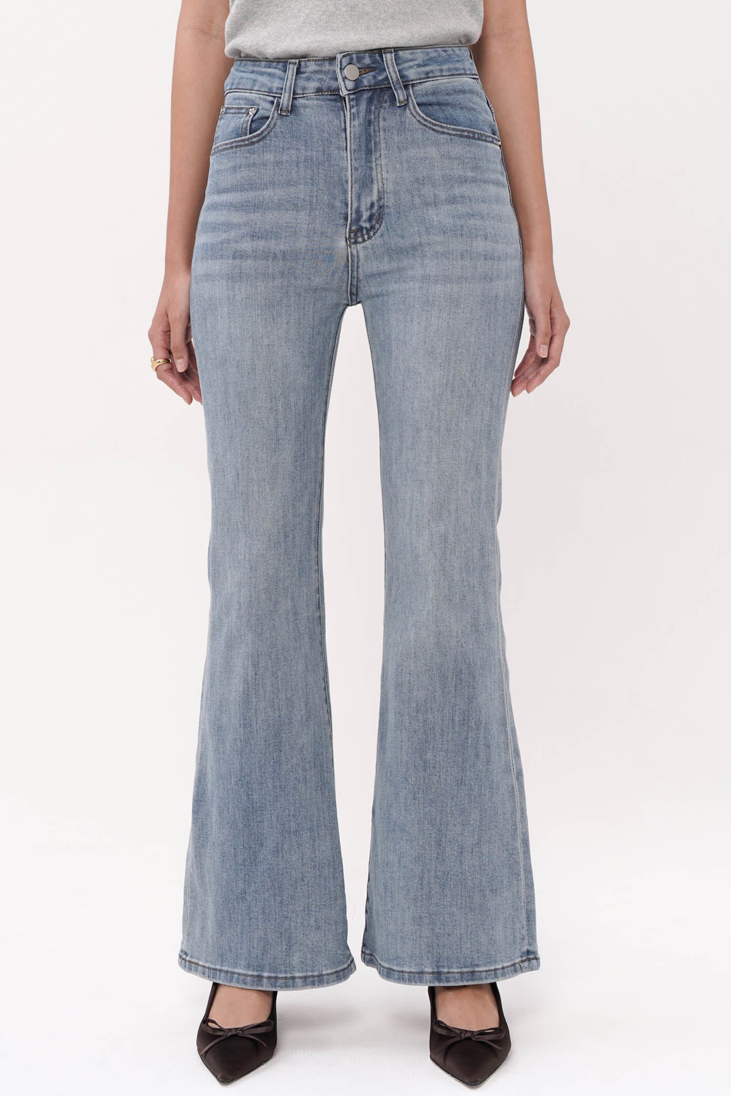 Cirino High-Waisted Flare Jeans In Light Blue