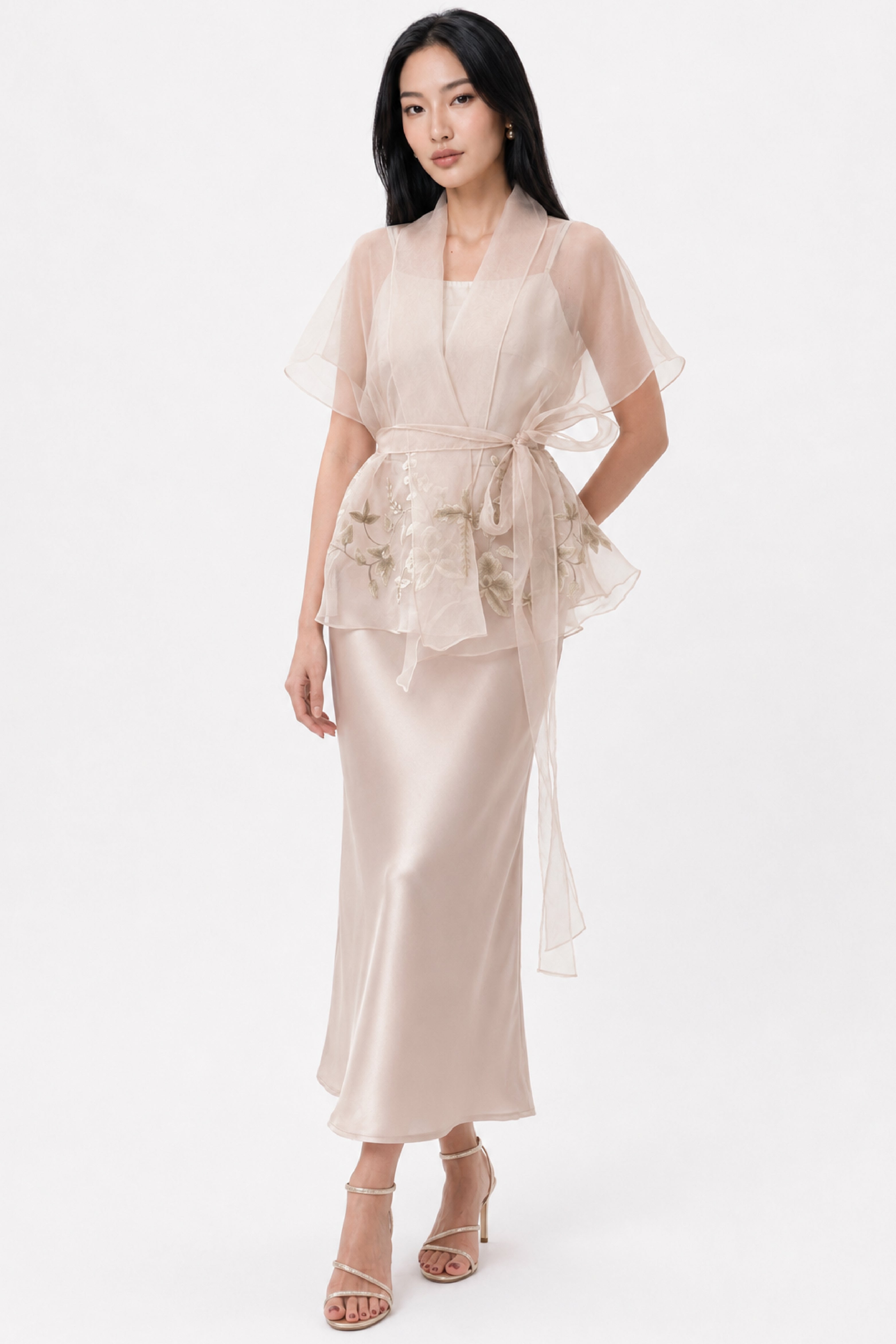Vina Top With Flare Skirt In Nude