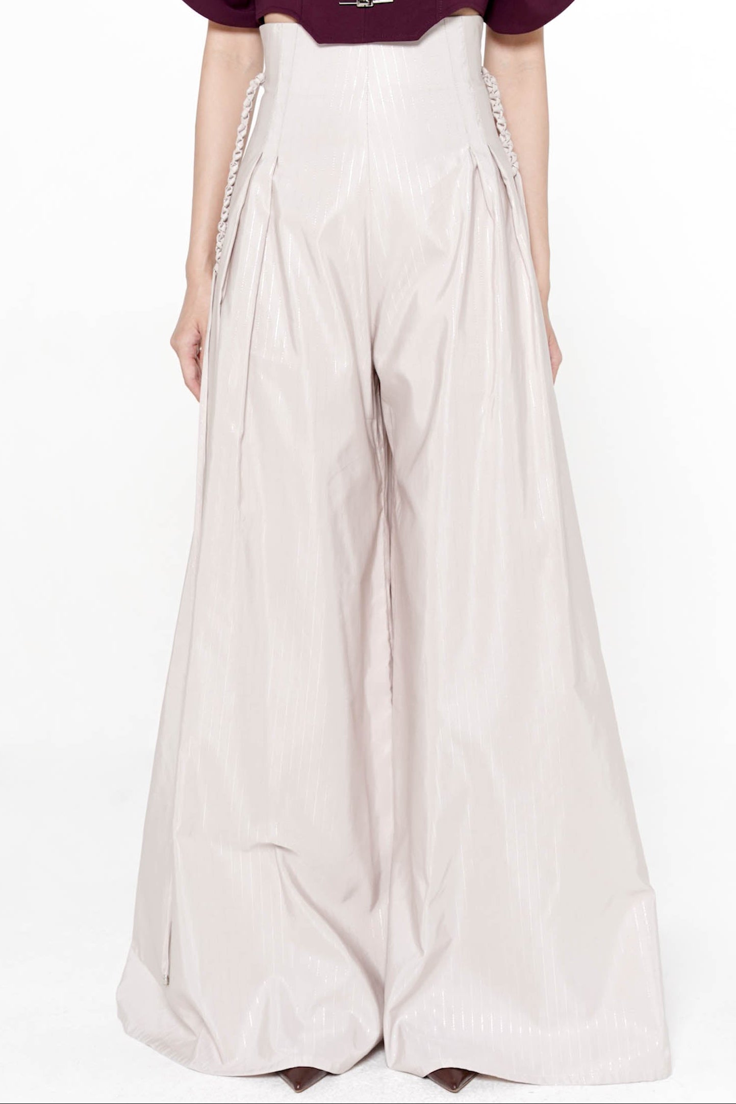 Carson Pants in Light Taupe Stripes