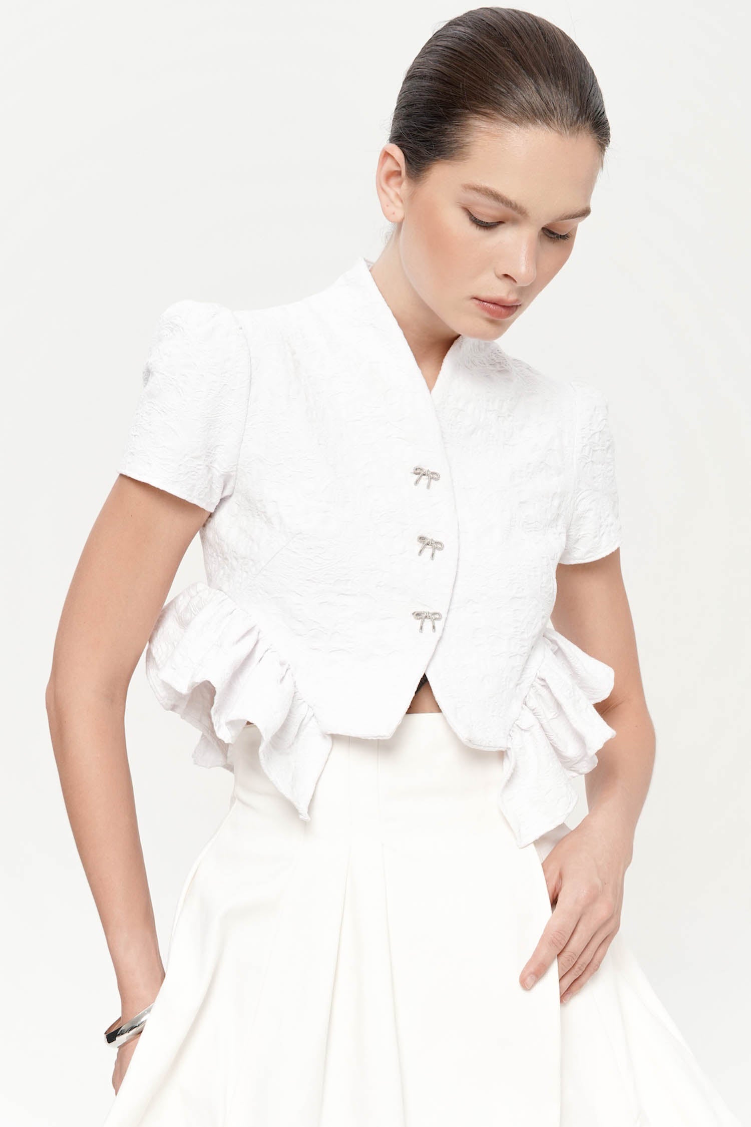 Soleil Top in White Floral