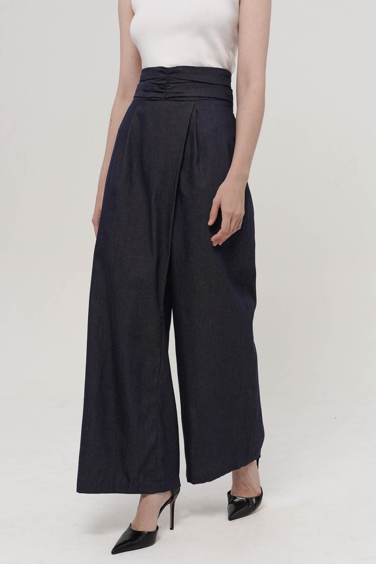 Danika High-Waist Trousers In Blue Denim (5 LEFT)