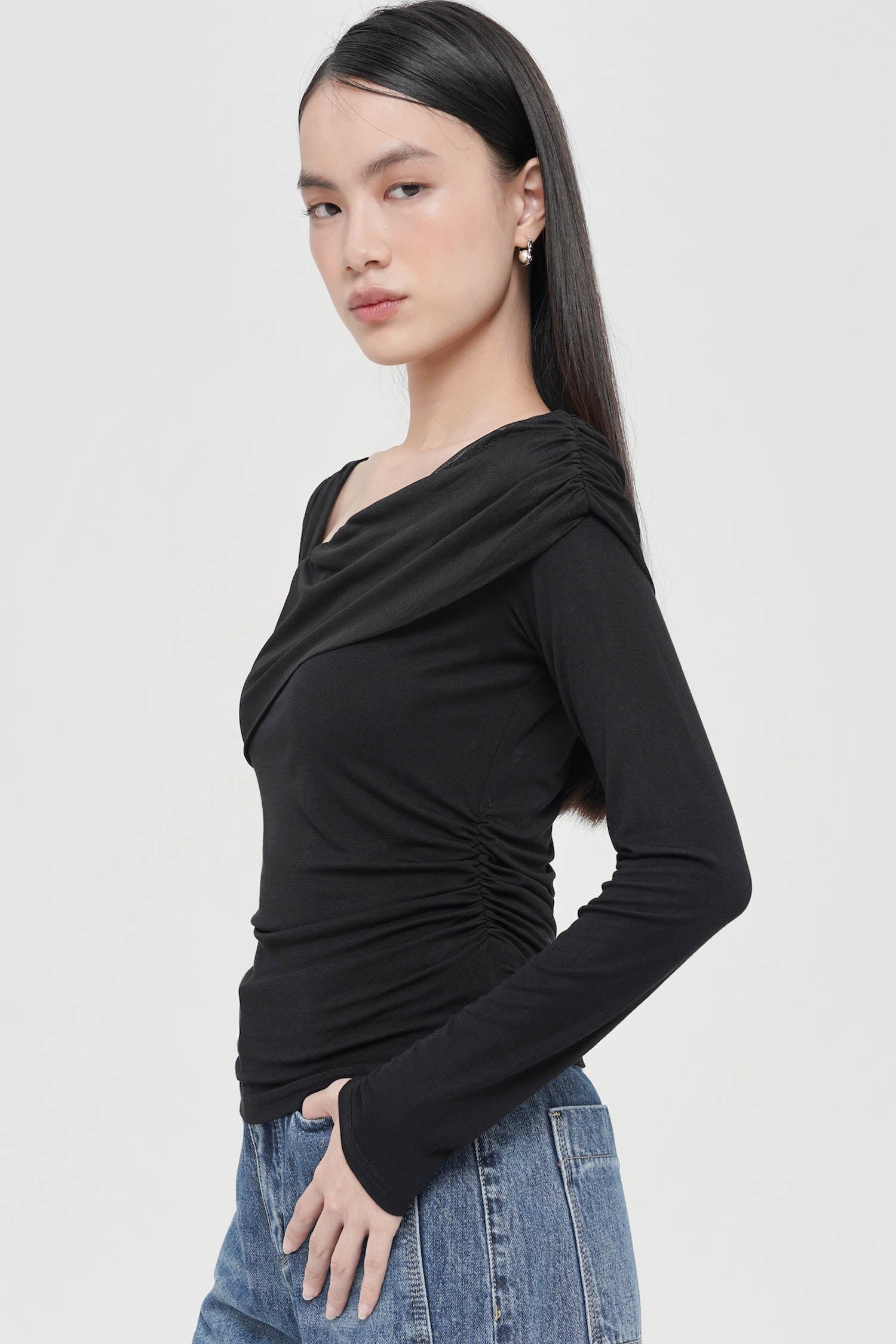 Tazzlyn Long Sleeve Top In Black