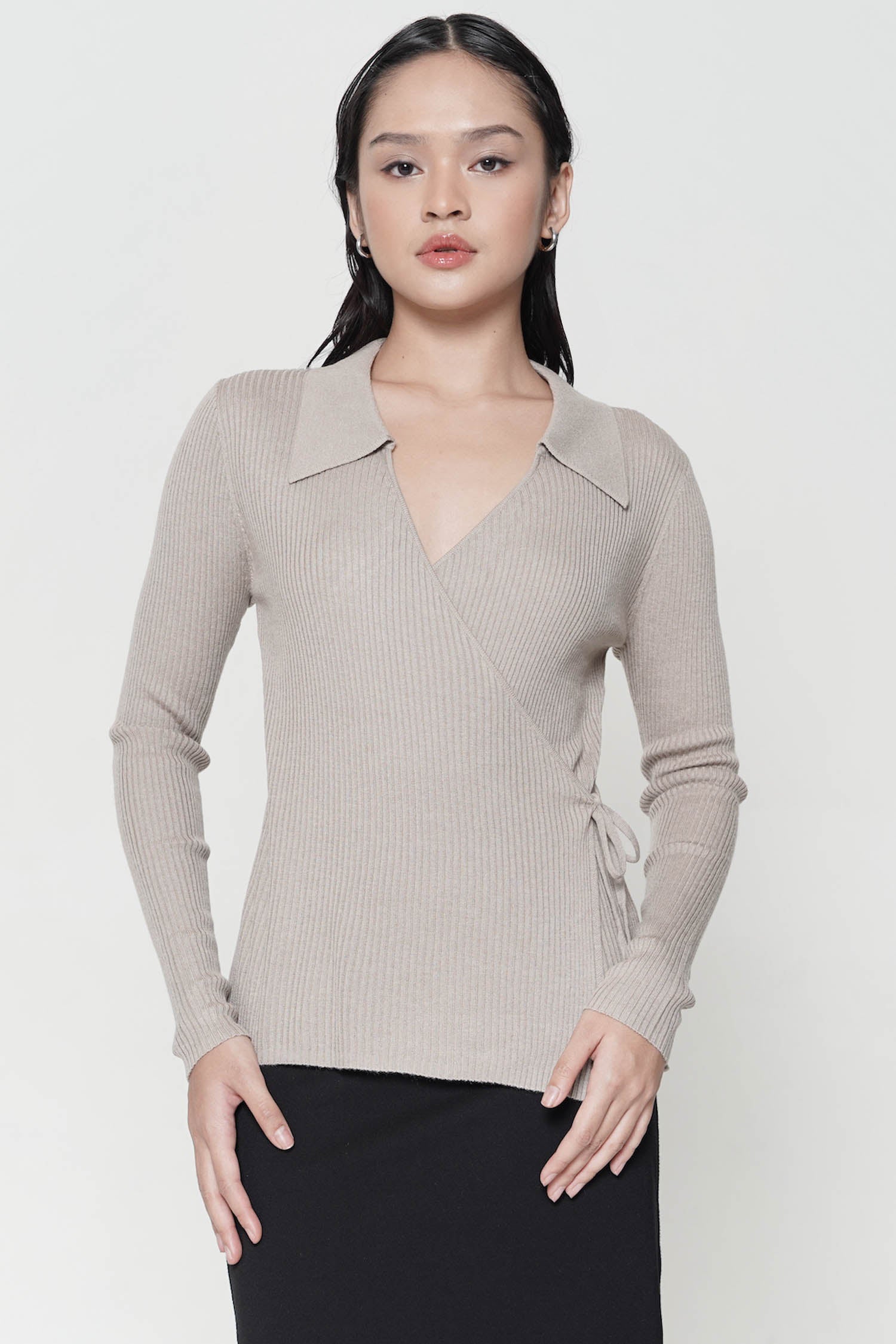 Izumi Wrap Top In Taupe