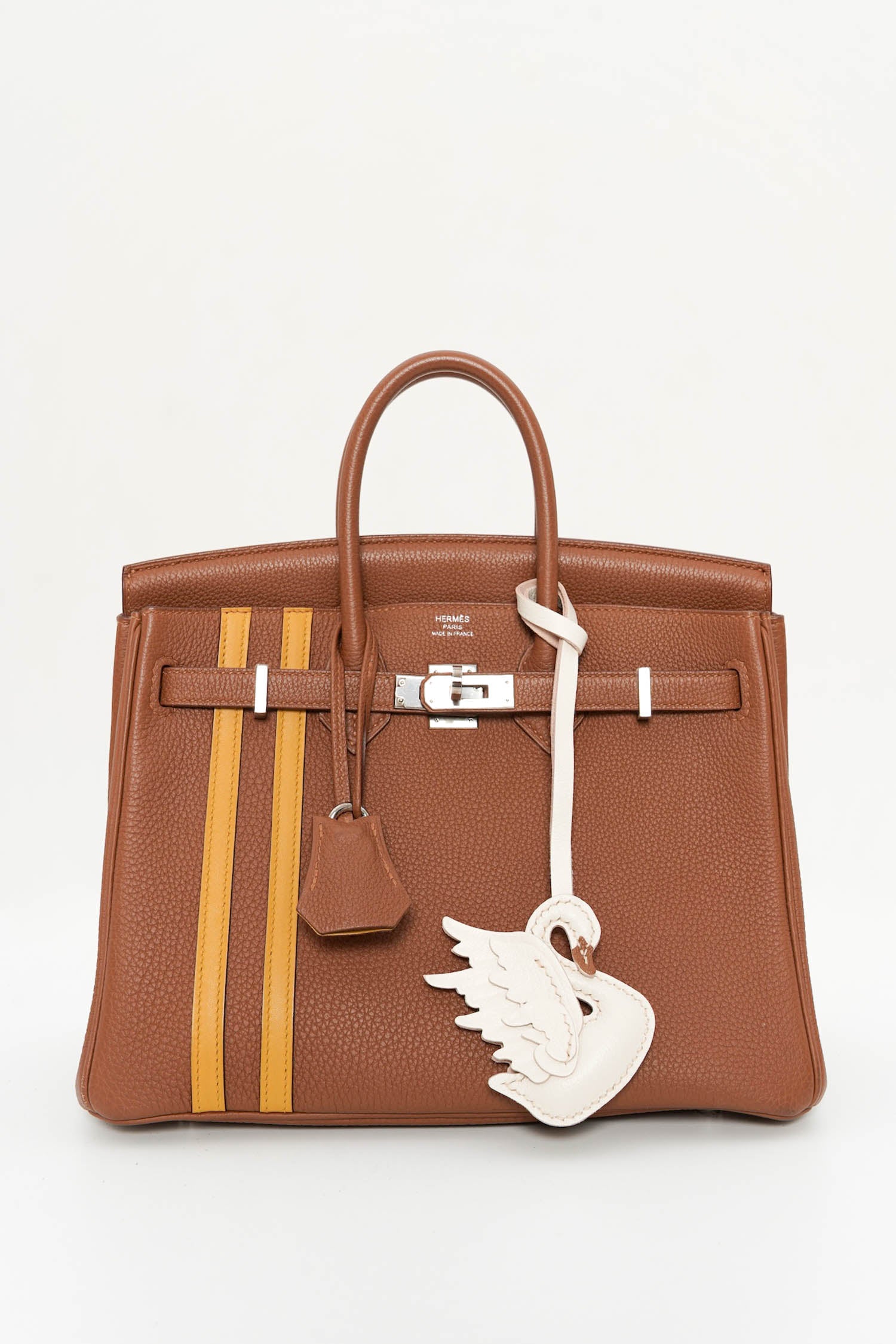 Poised Swan Leather Charm In White