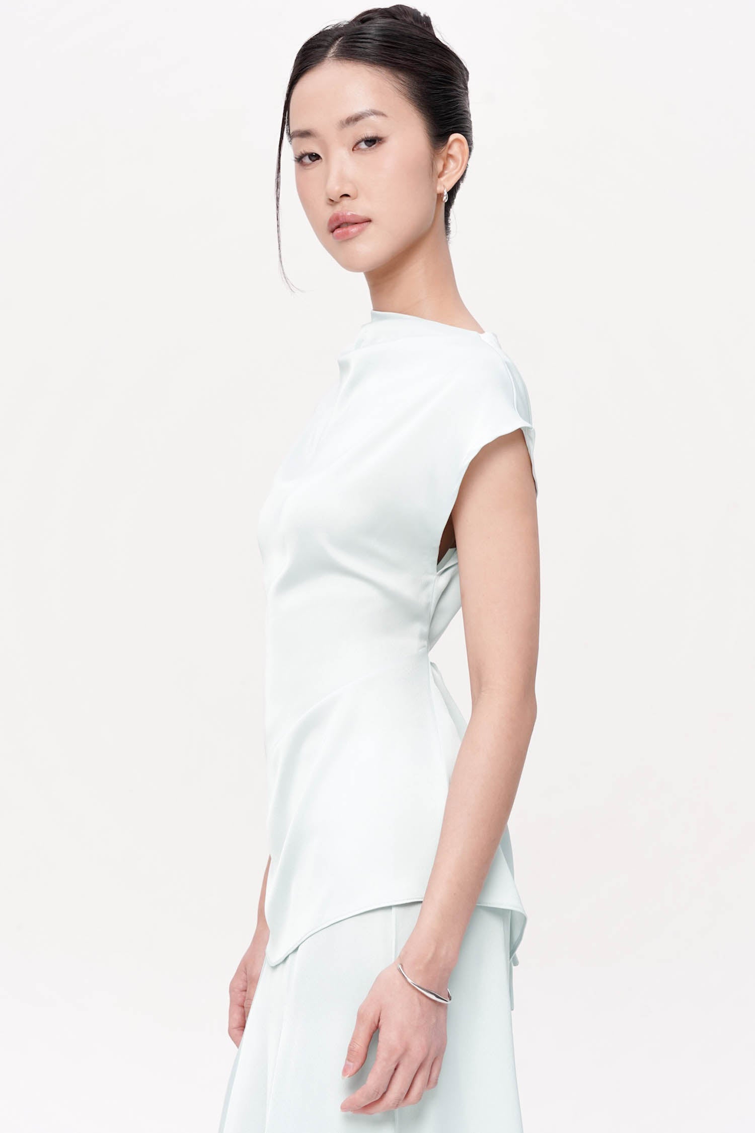 Salomi Drape Blouse In Mint