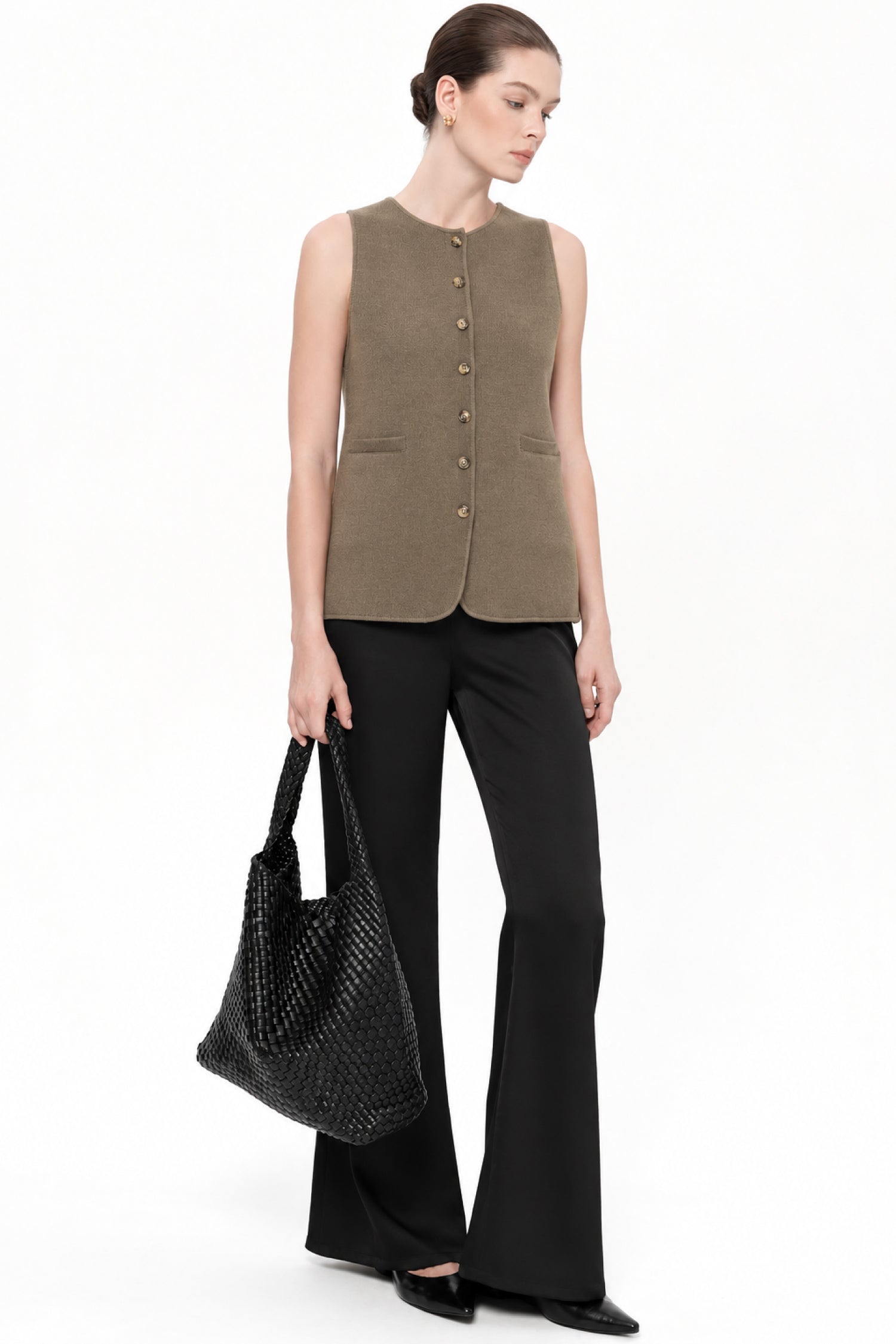 Tonka Buttoned Down Vest In Khaki
