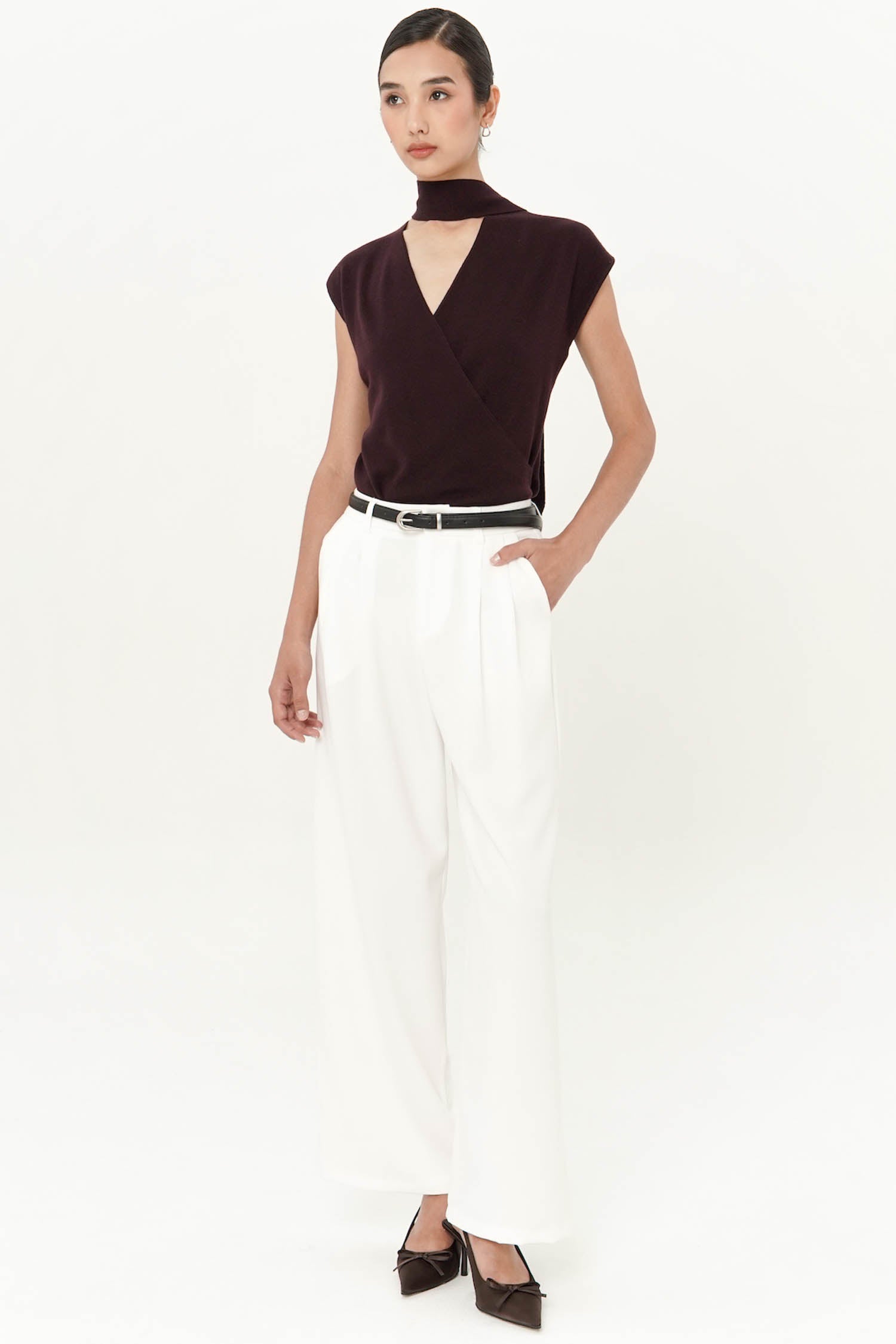 Majorie Belted Trouser In White