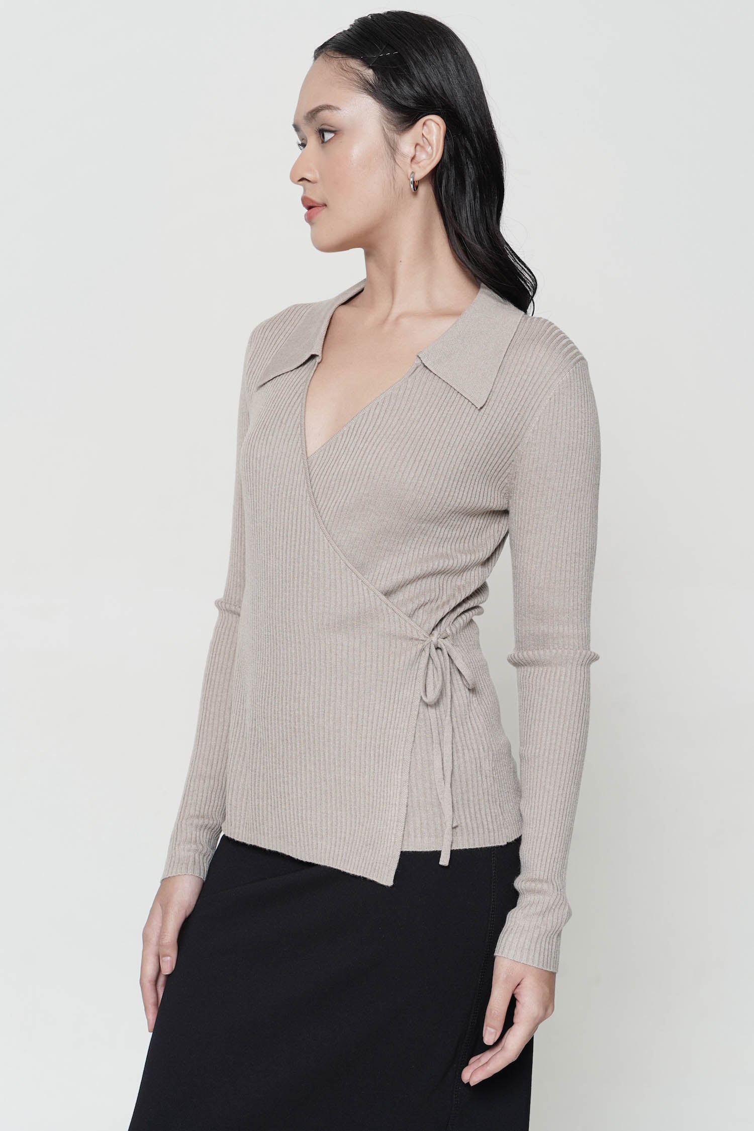 Izumi Wrap Top In Taupe