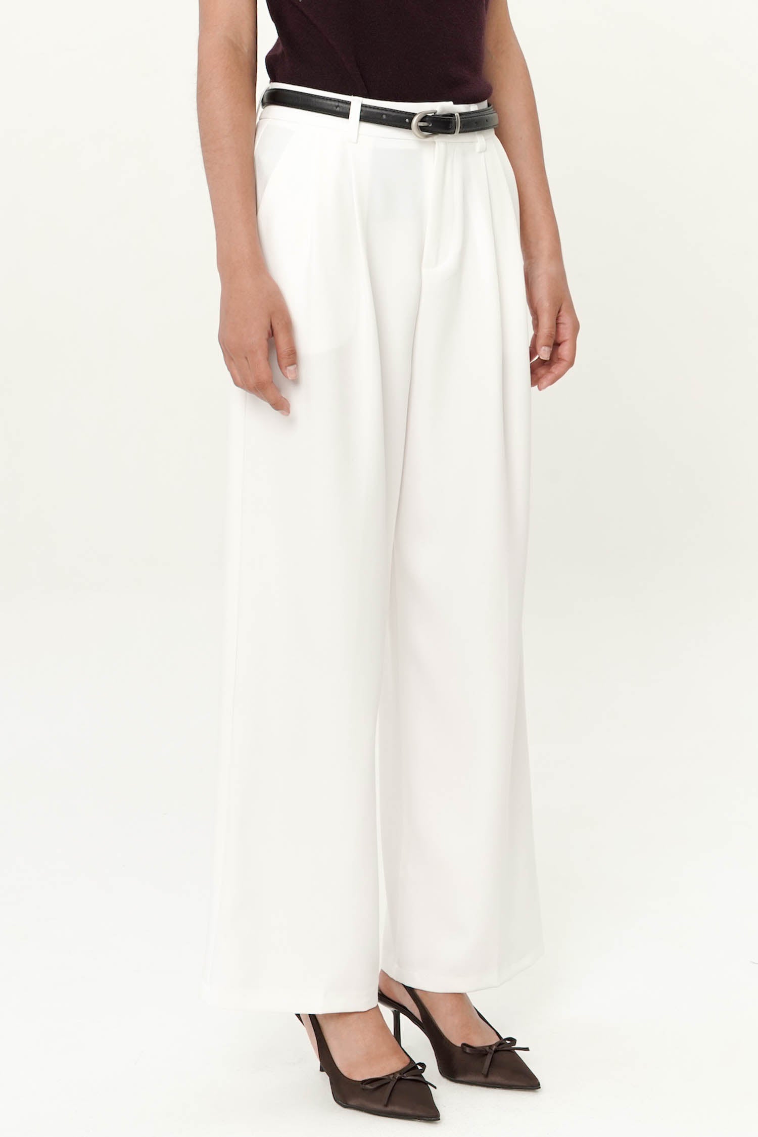 Majorie Belted Trouser In White