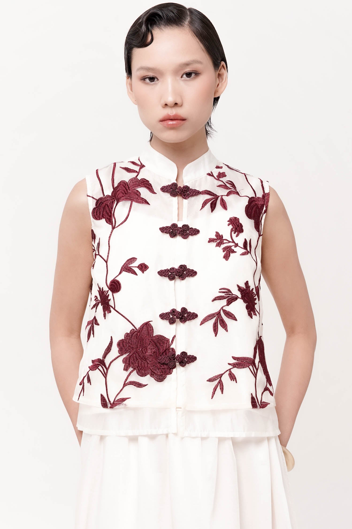 Hong Sheer Top in Maroon