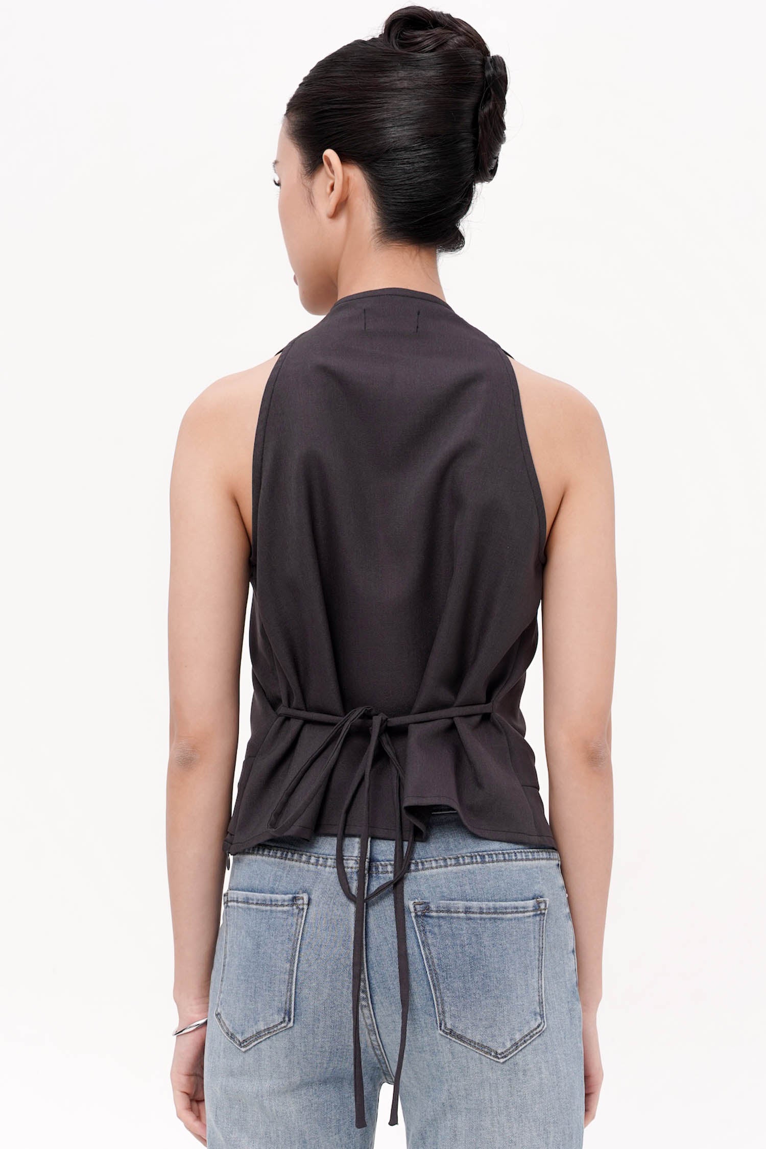 Pine Wrap Top In Dark Grey