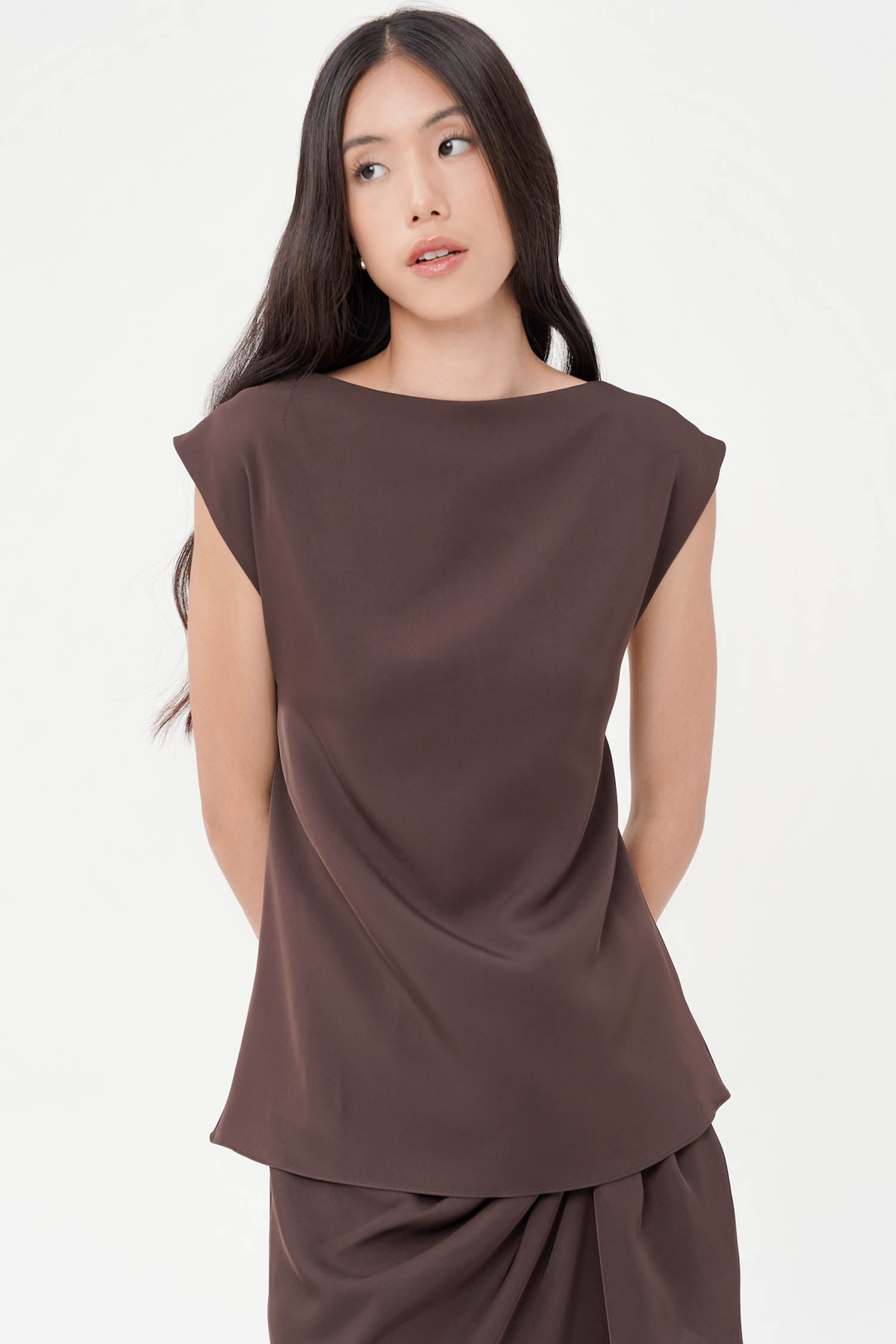 Ailsa Twist Back Top In Espresso