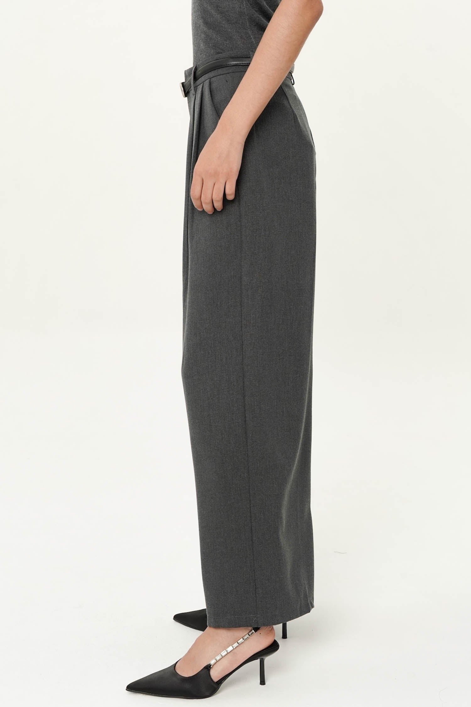 Majorie Belted Trouser In Dark Grey