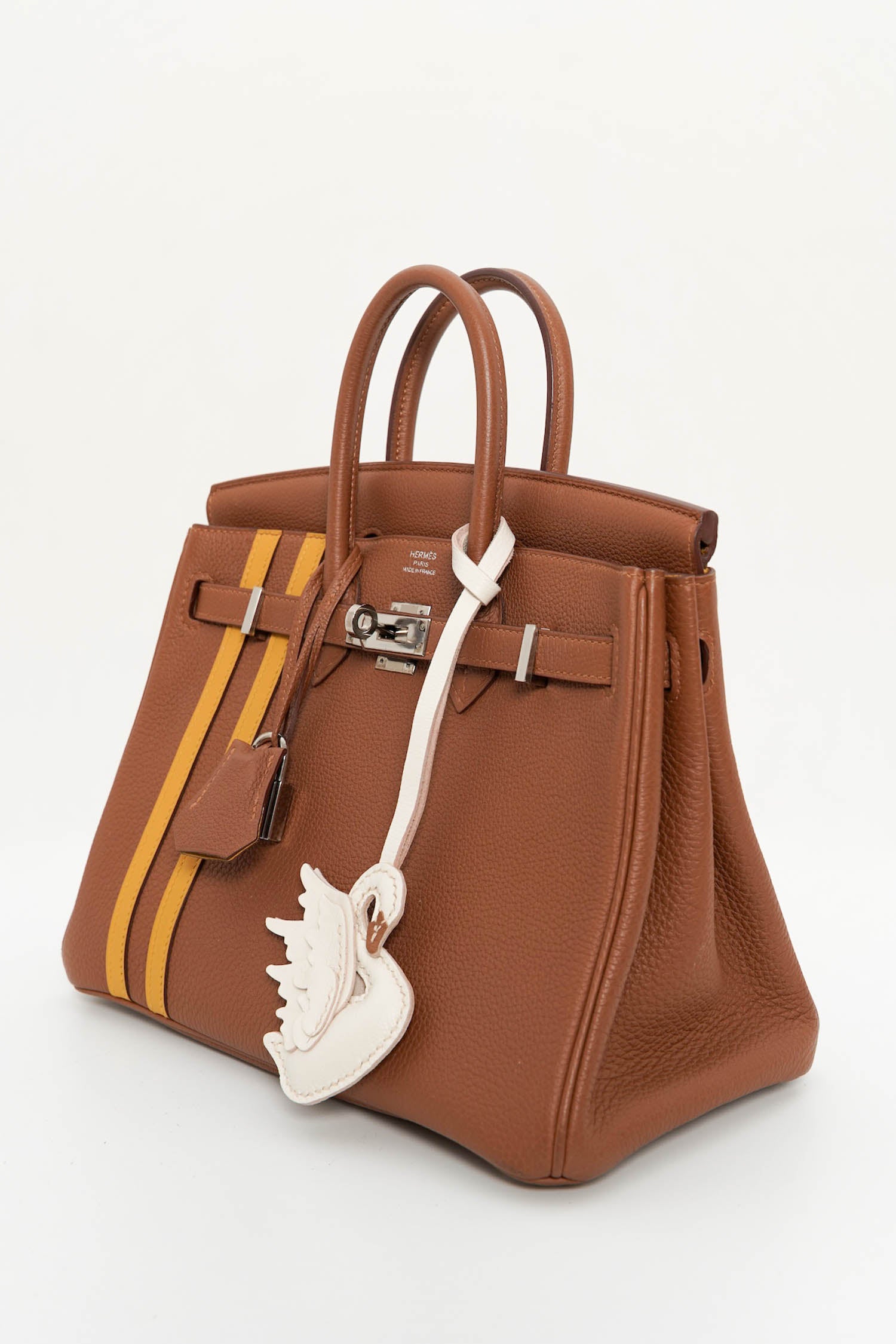 Poised Swan Leather Charm In White