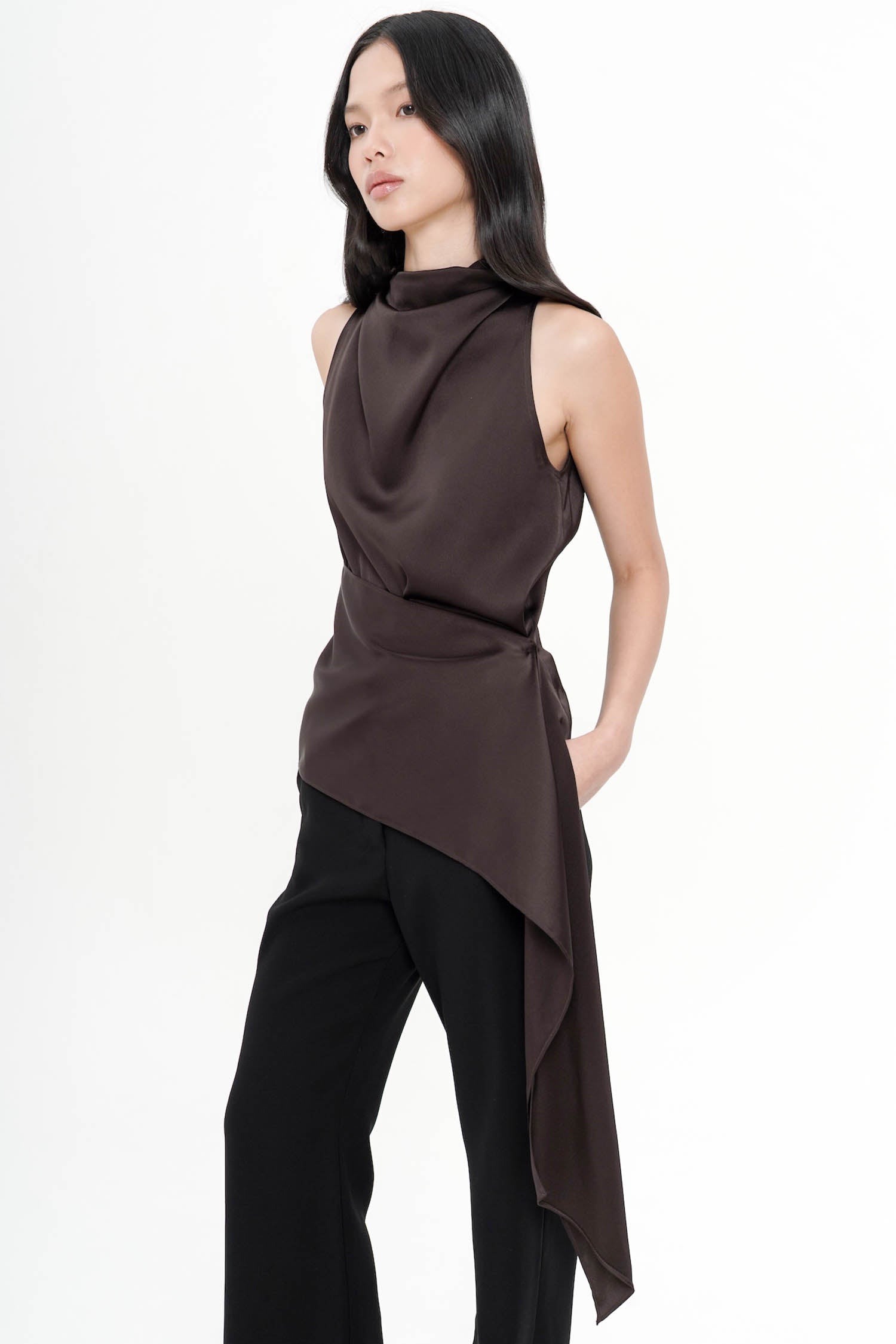 Ottavia Asymmetrical Top In Espresso
