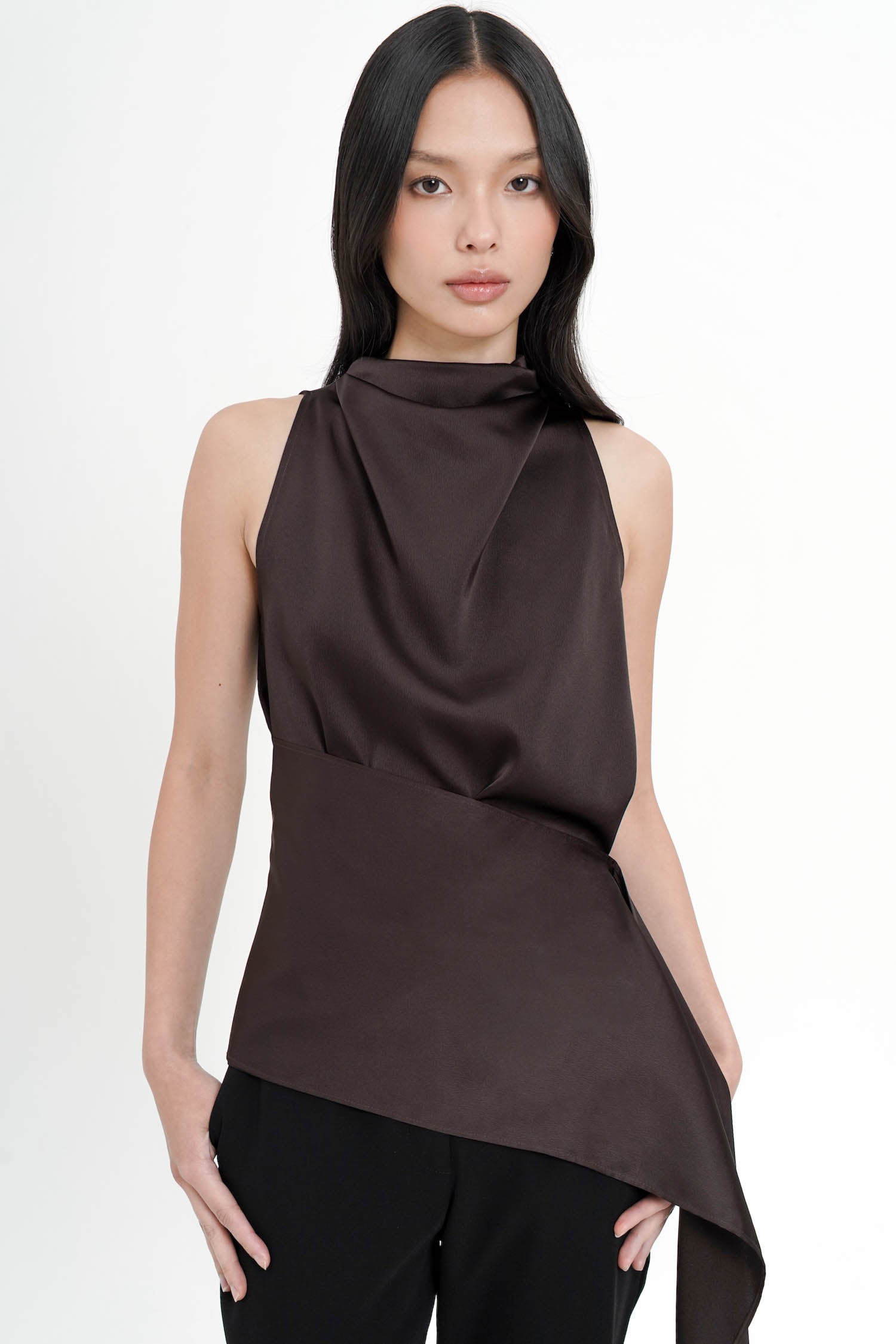 Ottavia Asymmetrical Top In Espresso