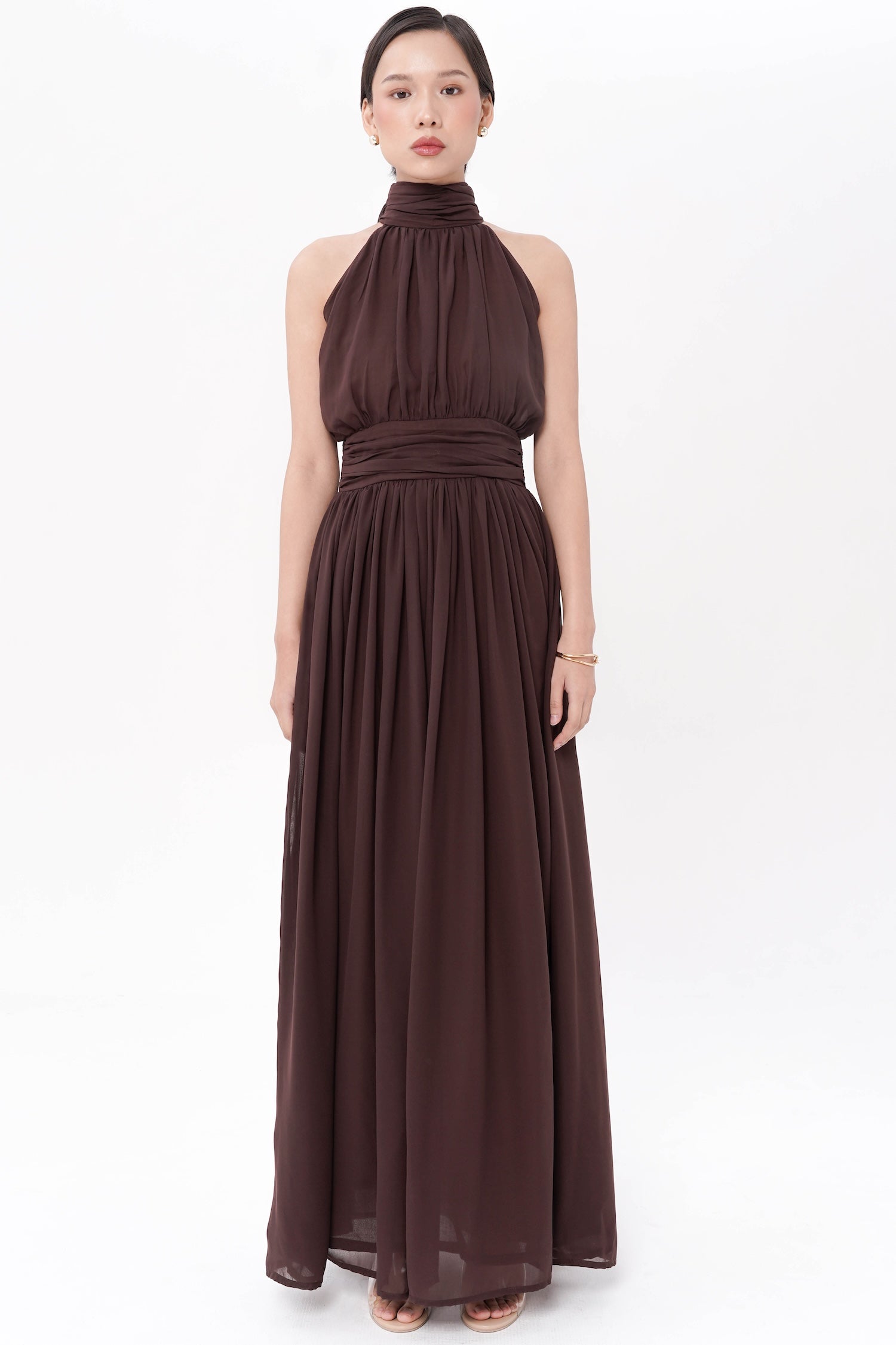 Everly Shawl Dress In Dark Chocolate