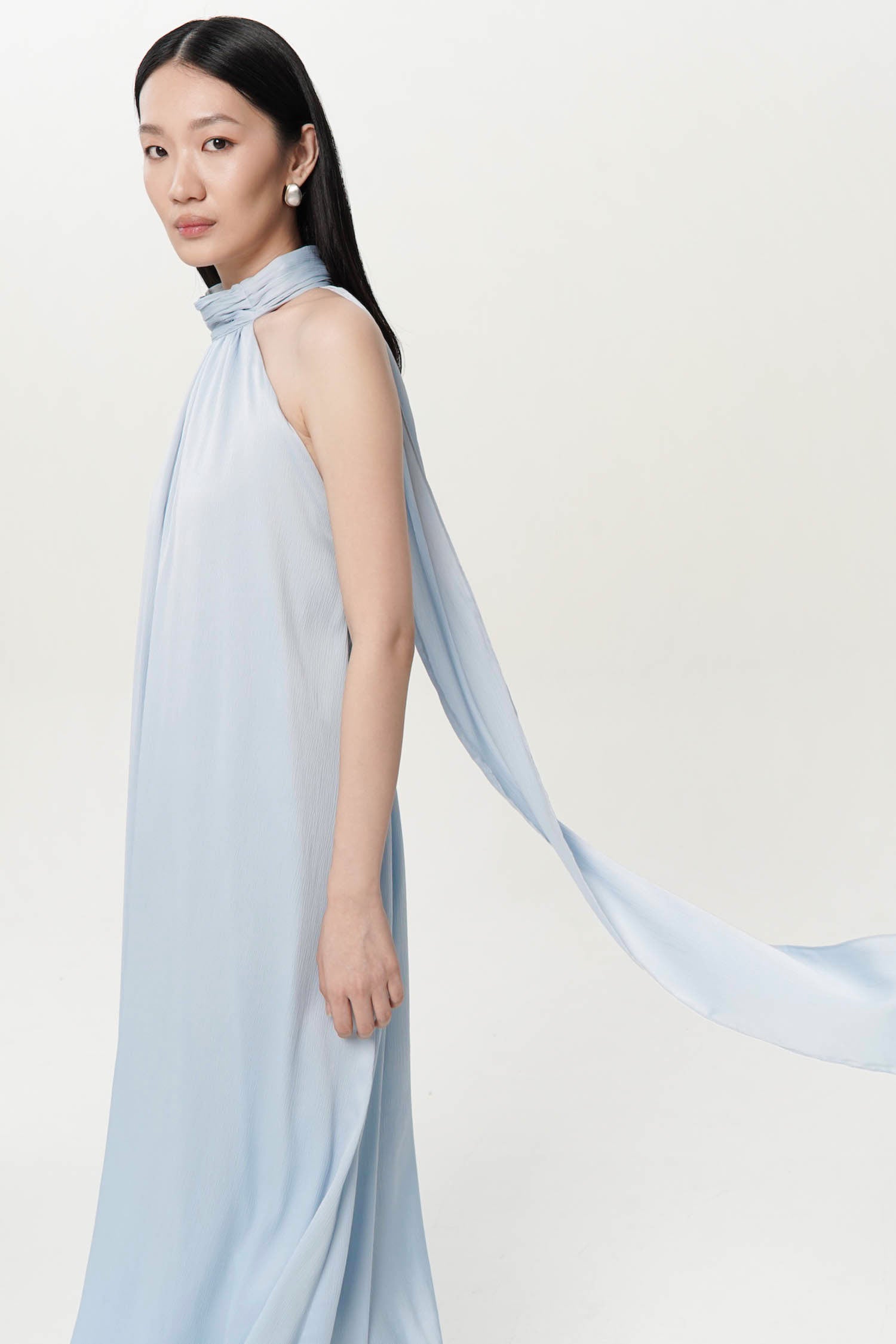 Cameron Backless Maxi Dress In Sky Blue