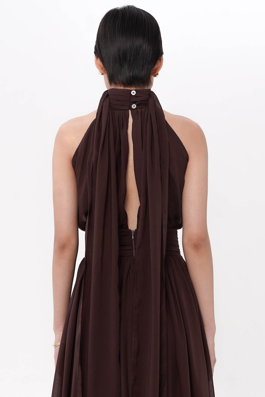 Everly Shawl Dress In Dark Chocolate