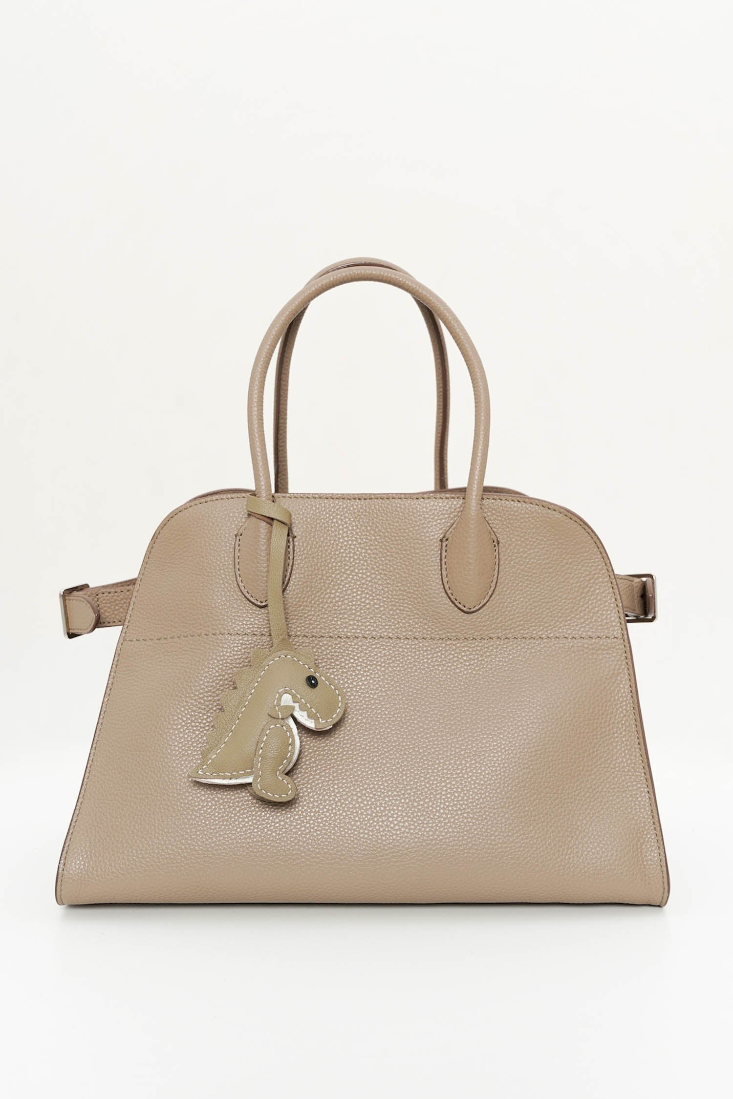Roaring Dino Leather Charm In Taupe